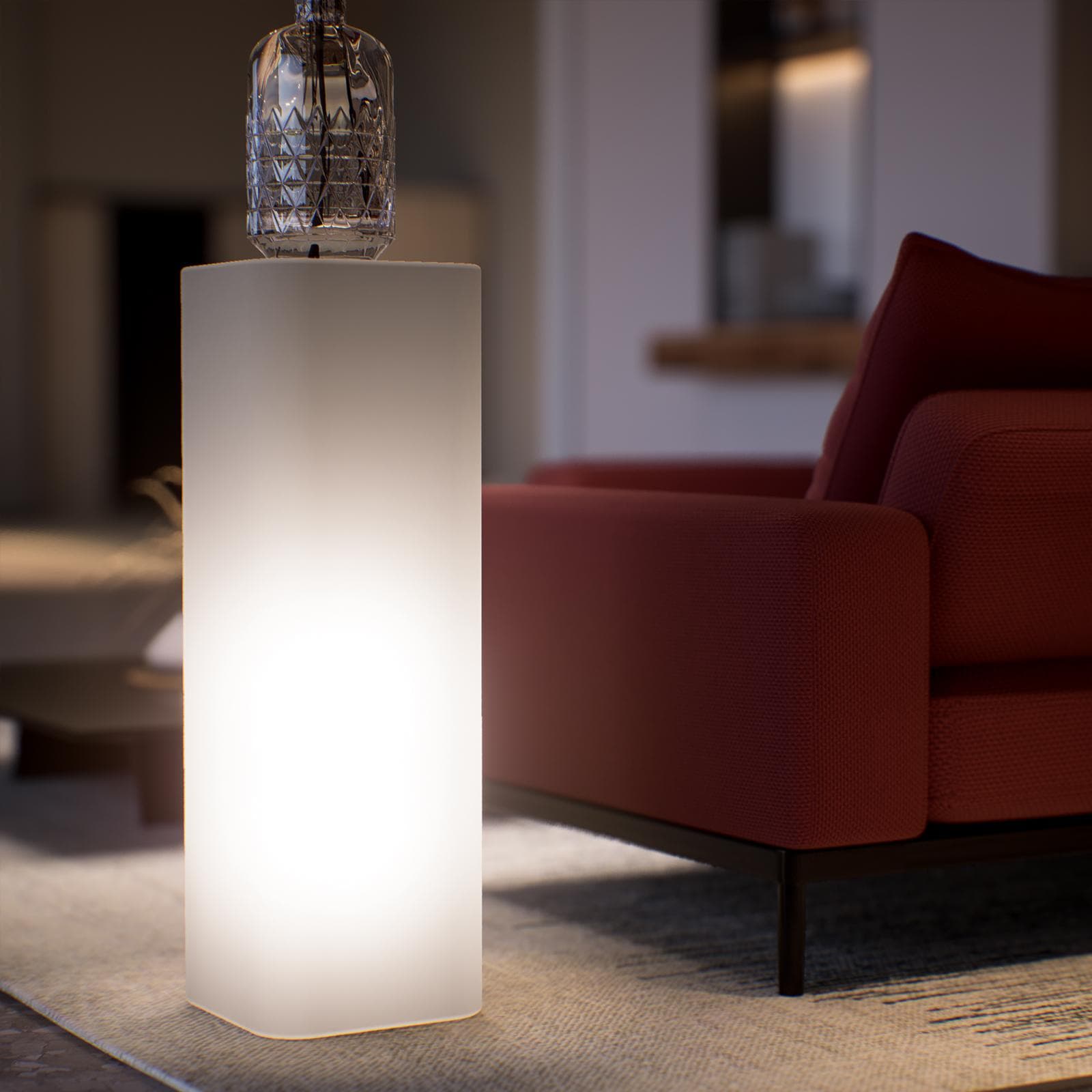 Espositore colonna 90 h cm in polietilene neutro con kit illuminazione LED attacco E27 - Katrine
