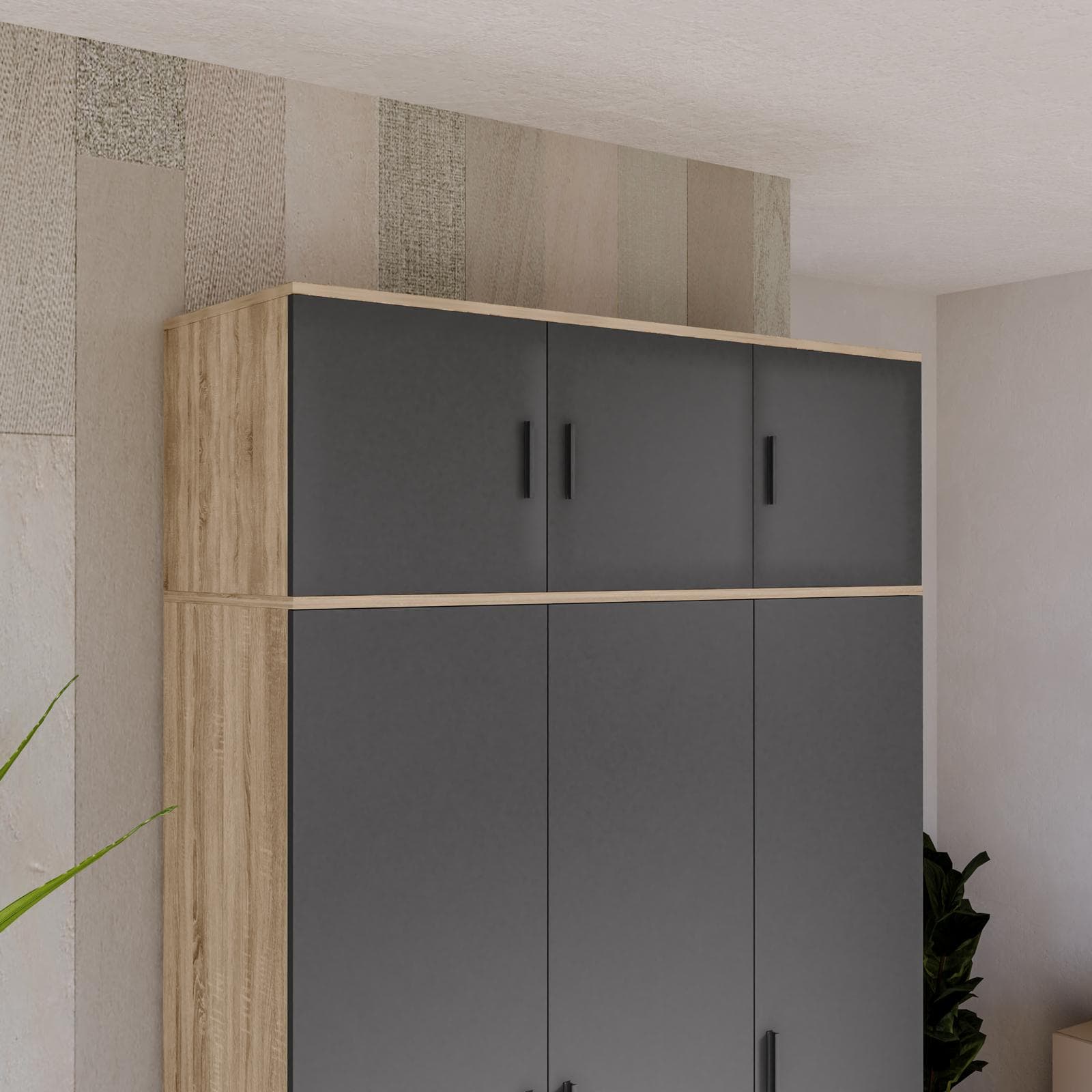 Estensione per armadio Axel 120x40h cm con 3 ante antracite e rovere