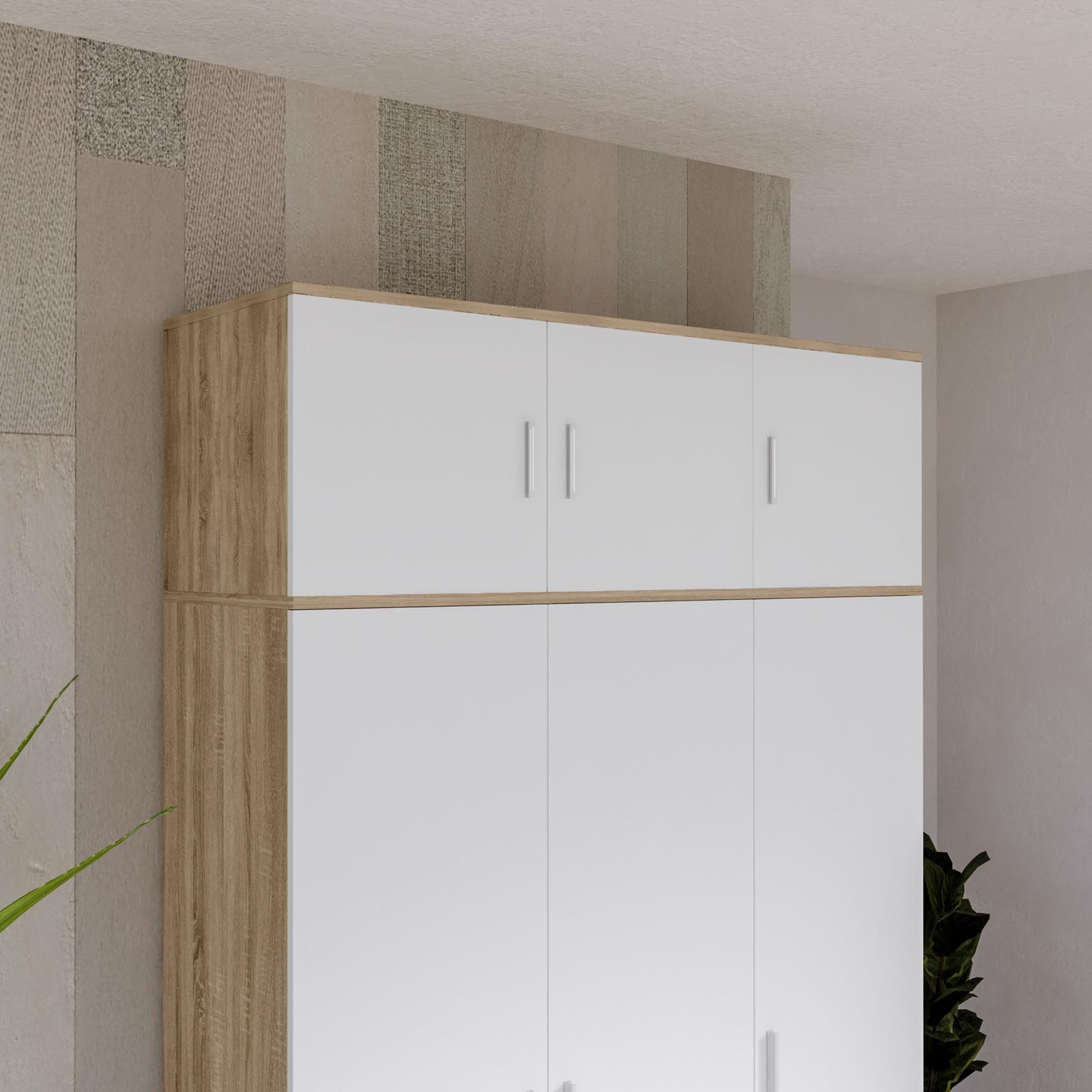 Estensione per armadio Axel 120x40h cm con 3 ante bianco e rovere