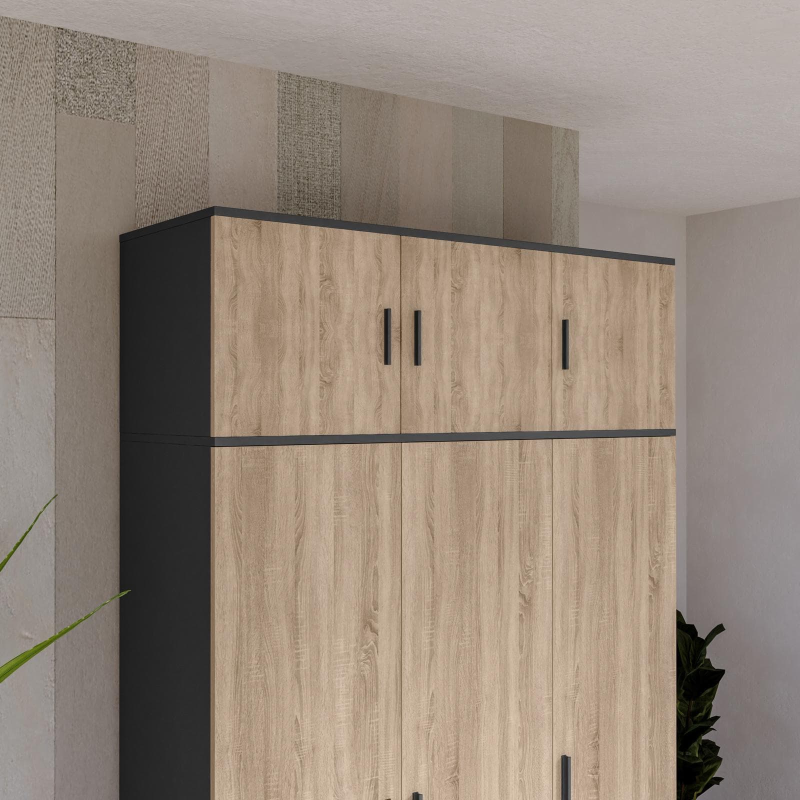 Estensione per armadio Axel 120x40h cm con 3 ante rovere e antracite
