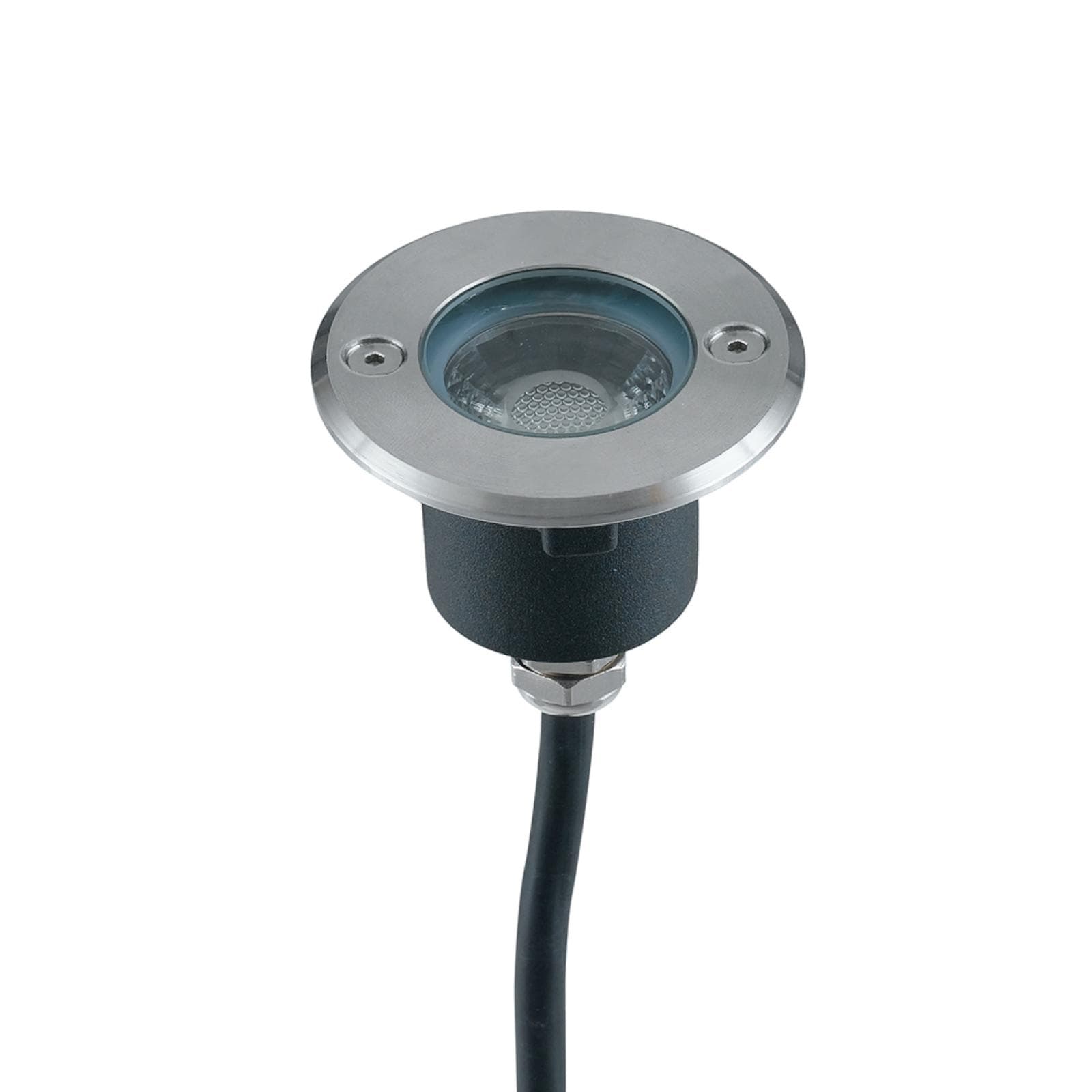 Faretto ad incasso a pavimento diametro 6,8 cm a luce calda in acciaio inox