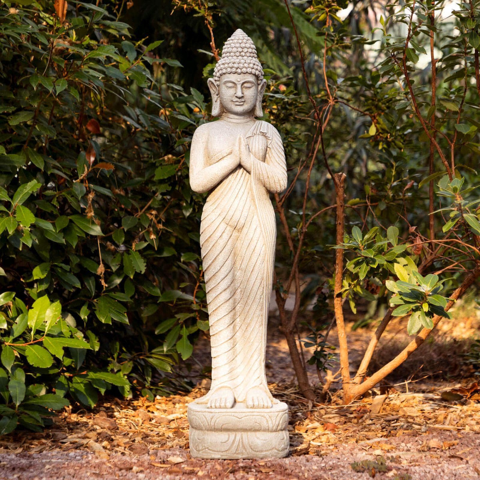 Figura decorativa 100h cm statua di buddha da esterno o interno in ossido di magnesio