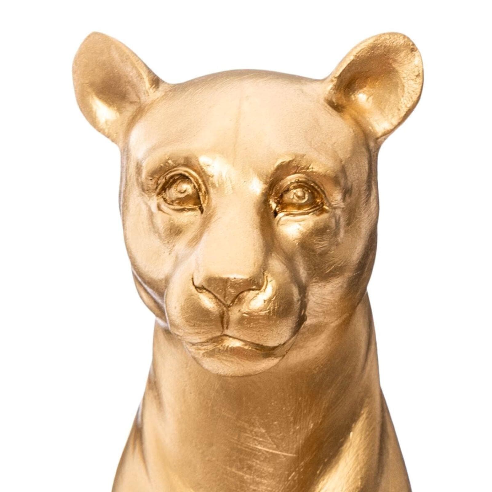 Figura decorativa 23h cm a forma di pantera in pietra artificiale oro