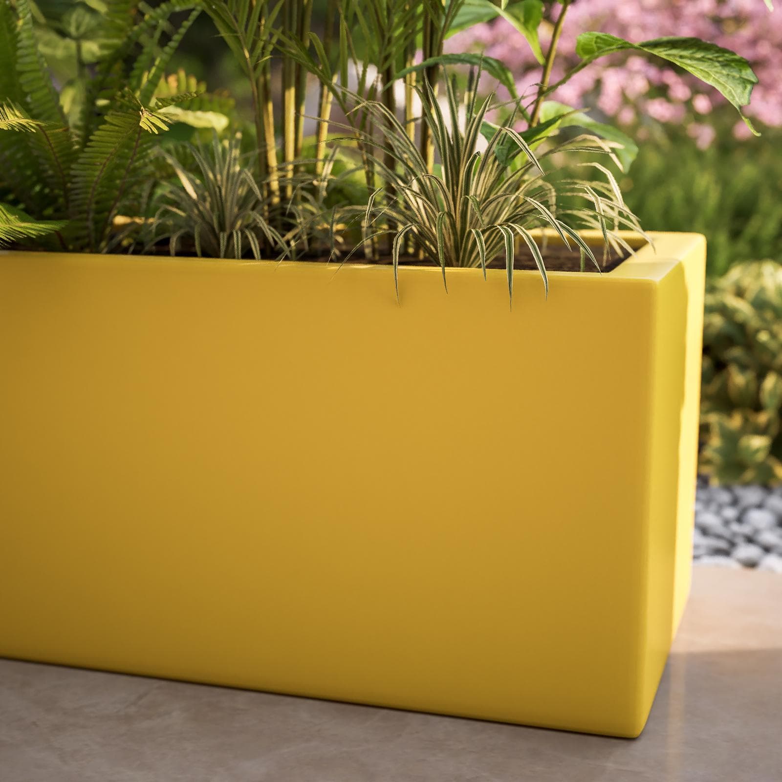Vaso da esterno 100x30 h cm tutta capienza in polietilene giallo - Melbourne