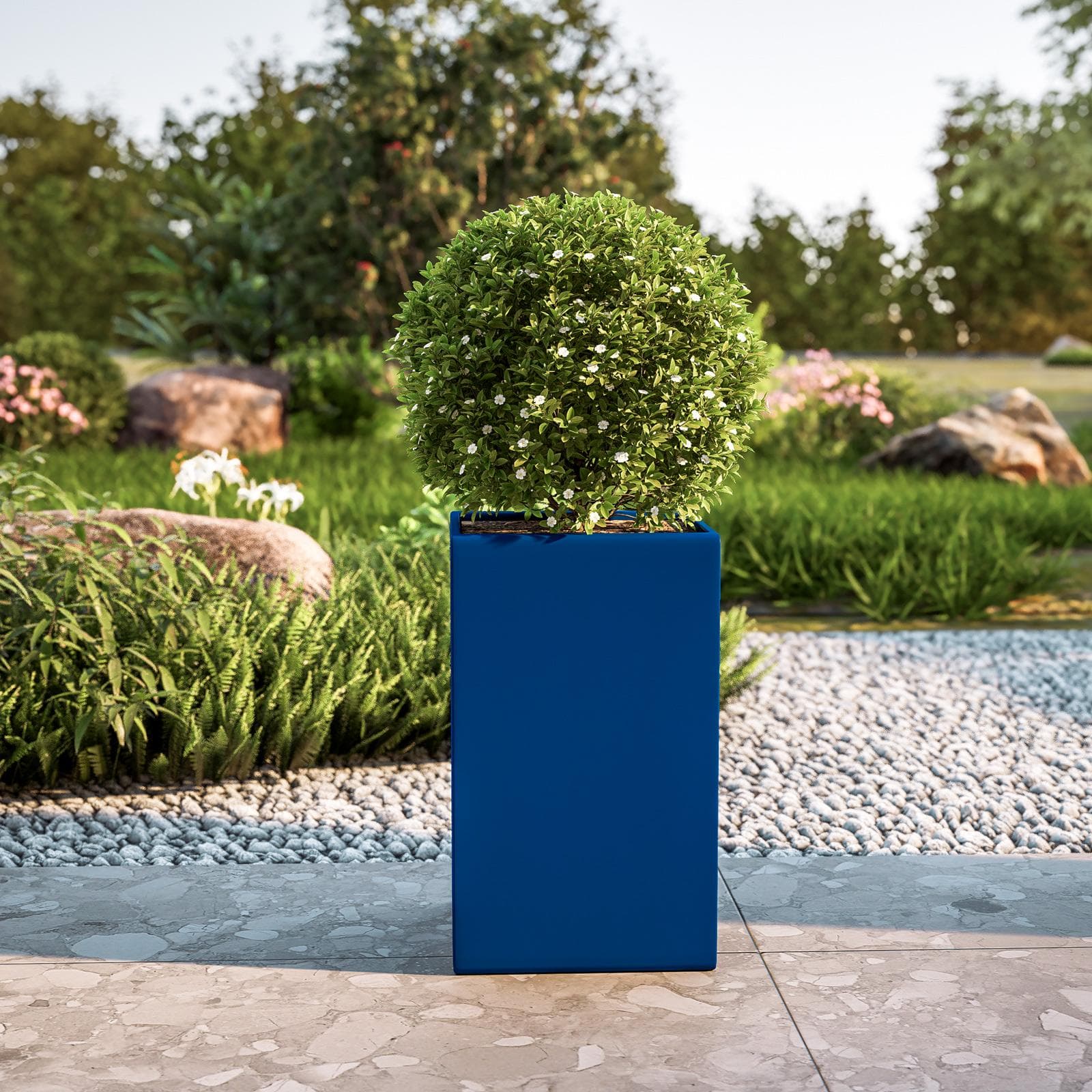 Vaso da esterno 30x50 h cm tutta capienza in polietilene blu - Melbourne