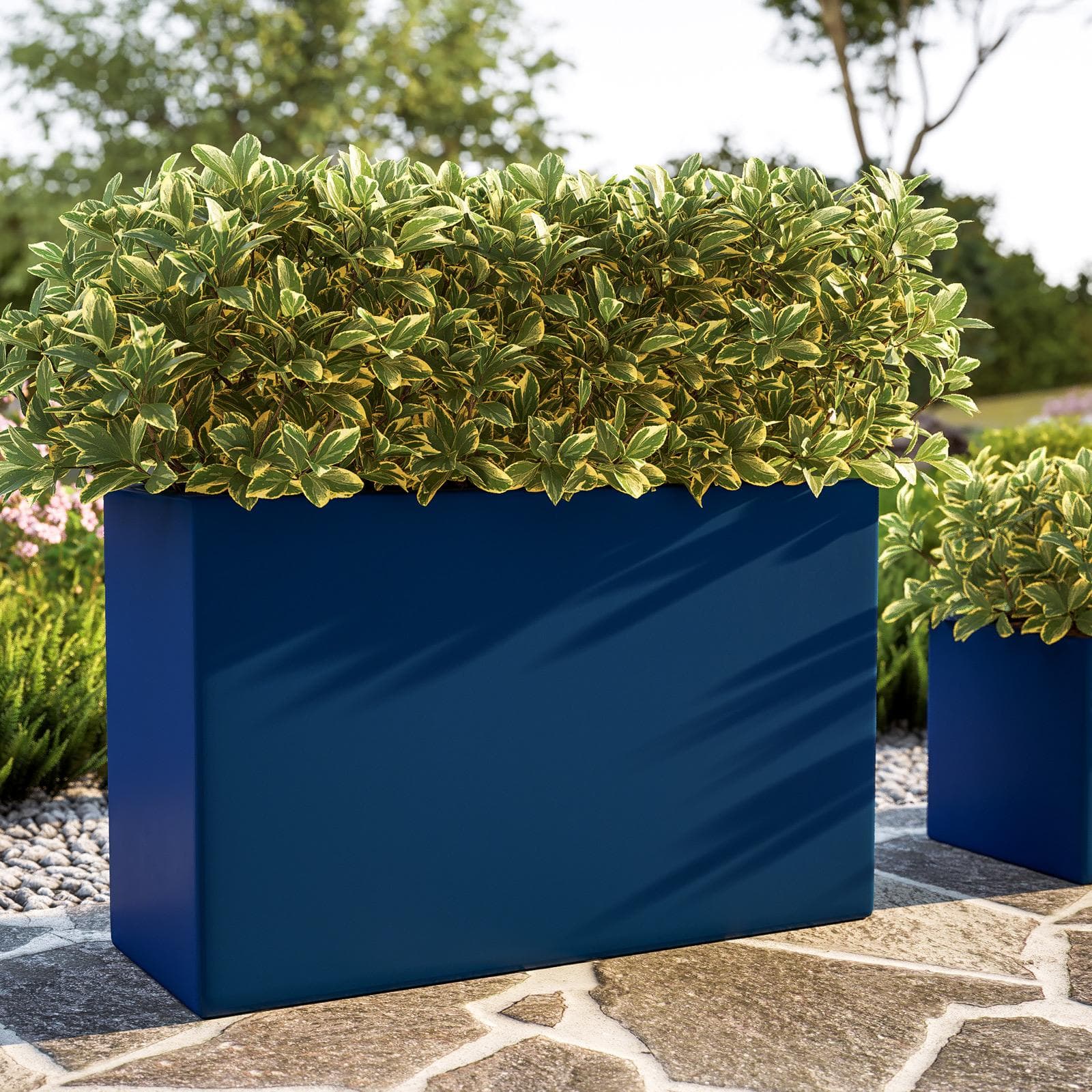 Vaso da esterno 80x50 h cm tutta capienza per esterni in polietilene blu - Melbourne