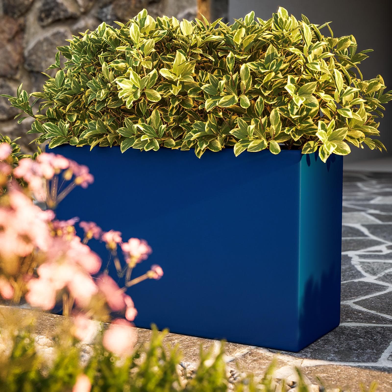 Vaso da esterno 80x50 h cm tutta capienza per esterni in polietilene blu - Melbourne