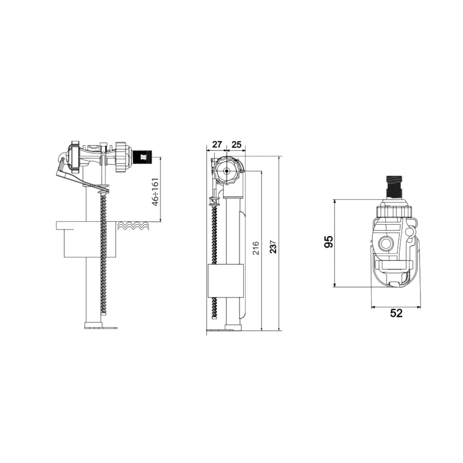 Galleggiante di chiusura a contropressione per cassetta WC 3/8" con codolo in ottone