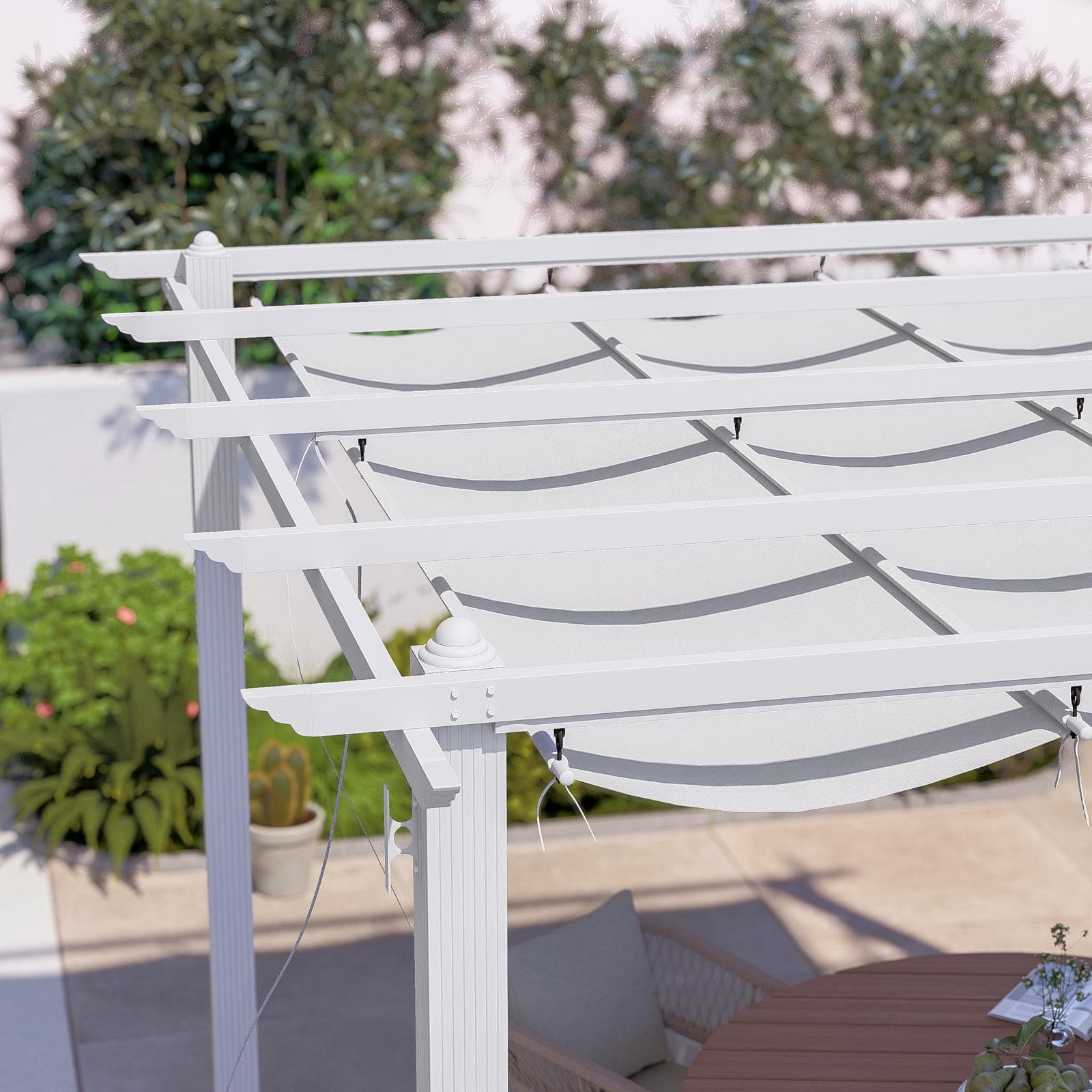 Gazebo 3x3 m in alluminio bianco con tetto scorrevole - Norris