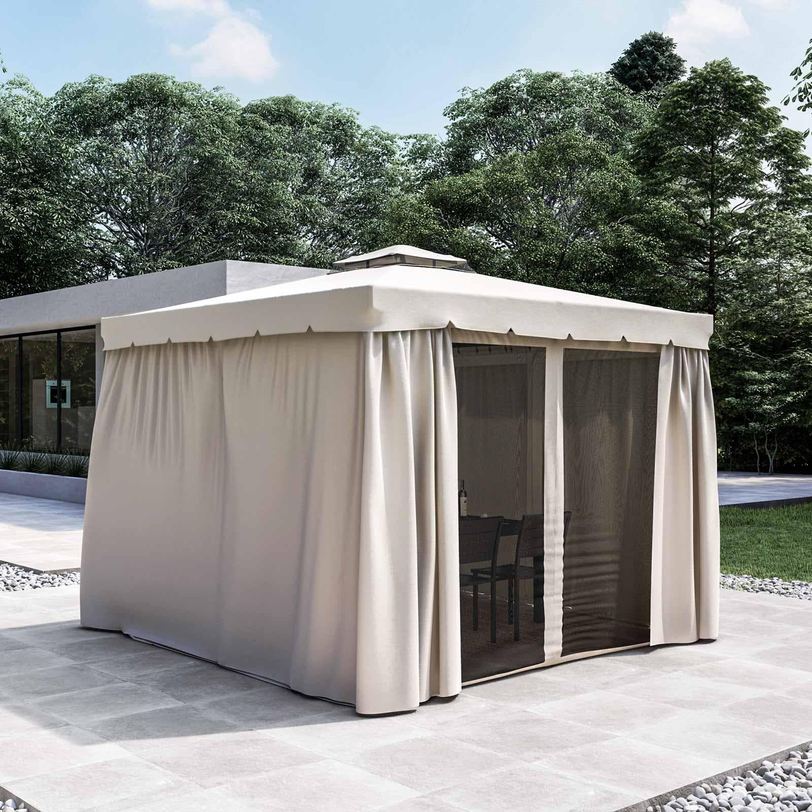 Gazebo 3x3 m con telo e tende ecrù - Bolt