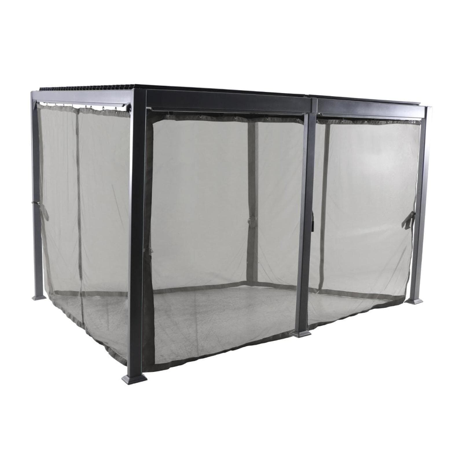 Gazebo pergola 4x3 m con tetto a lamelle in alluminio grigio - Miro