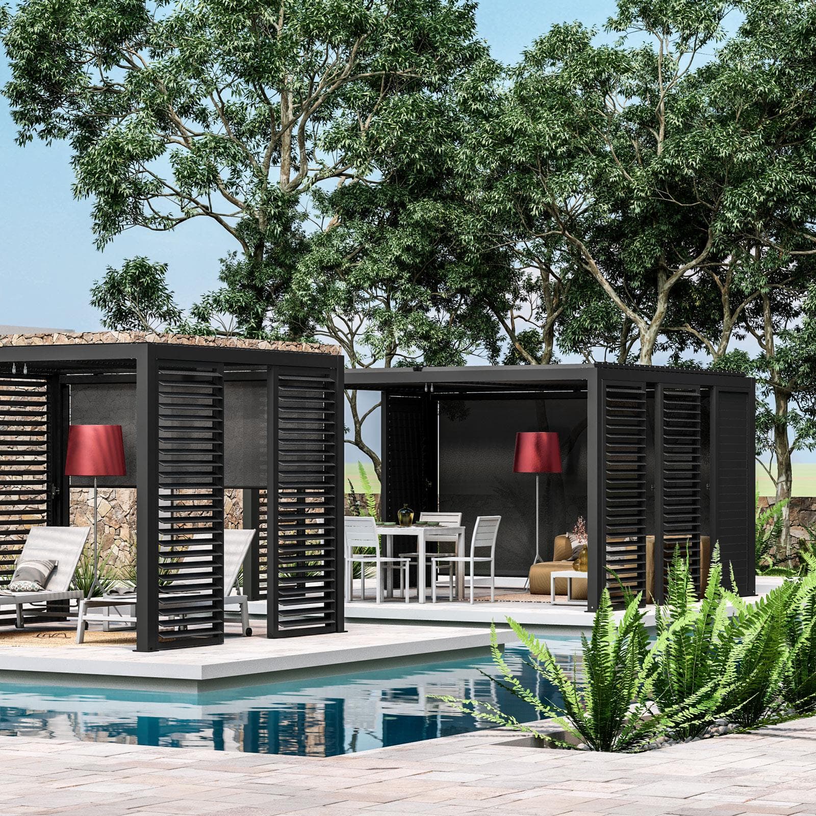 Gazebo bioclimatico 3x3 m in alluminio antracite - Enea