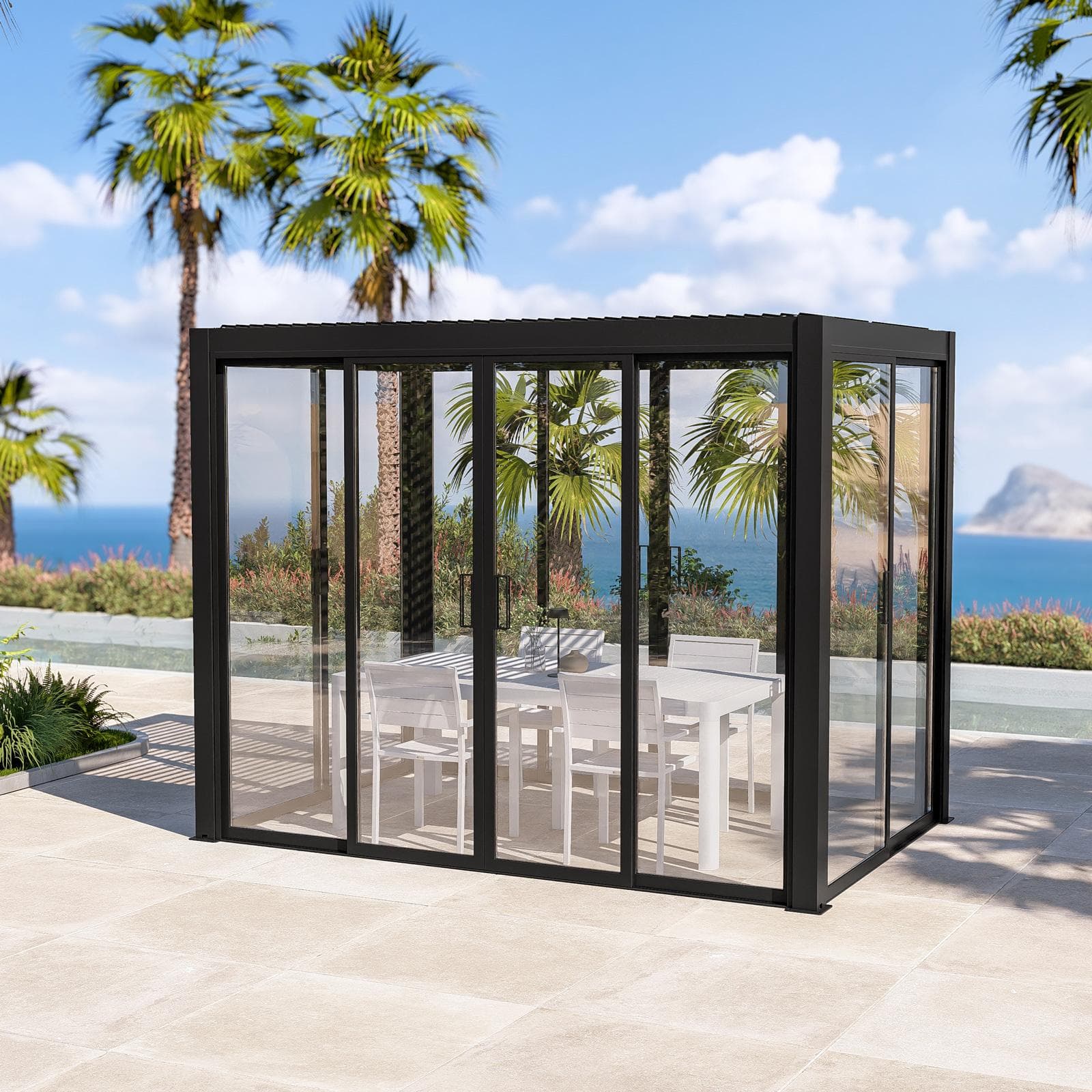 Gazebo bioclimatico 3x6 m in alluminio antracite - Enea