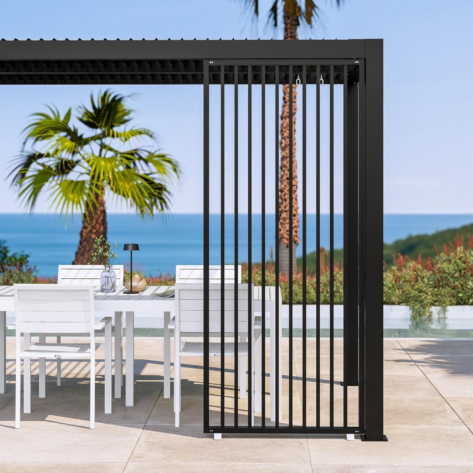 Gazebo bioclimatico 4x4 m in alluminio antracite - Enea