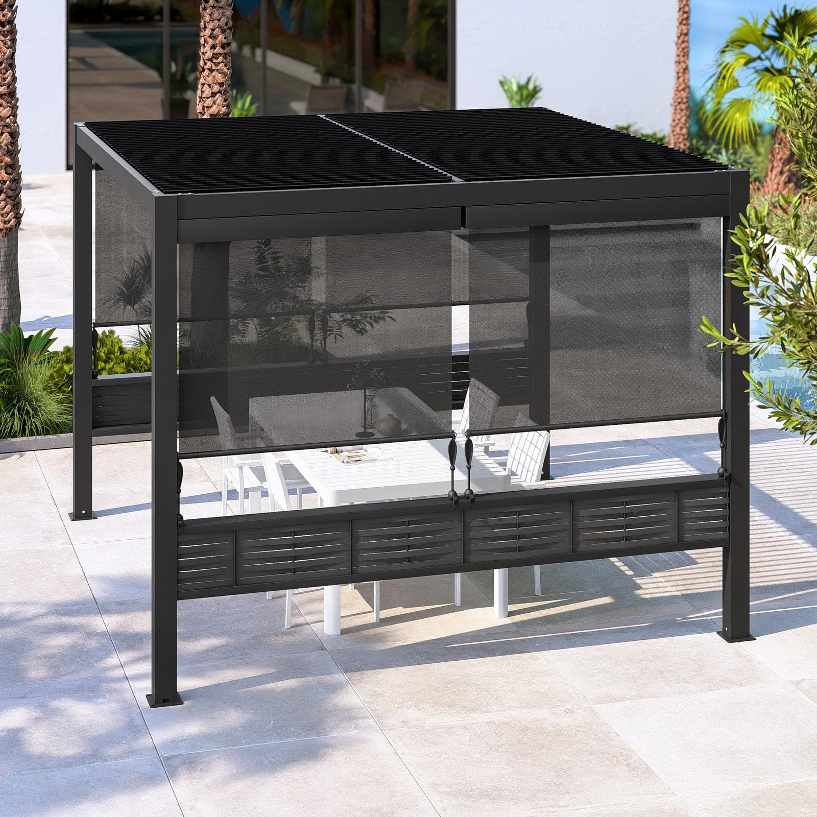 Gazebo bioclimatico 4x4 m in alluminio antracite - Enea