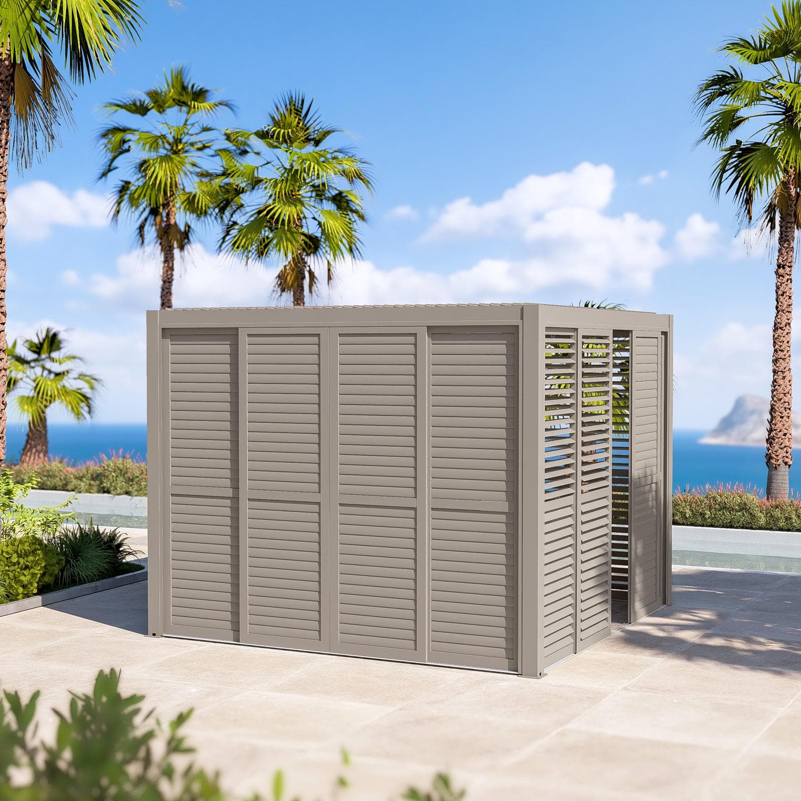 Gazebo bioclimatico 3x3,6 m in alluminio tortora - Enea