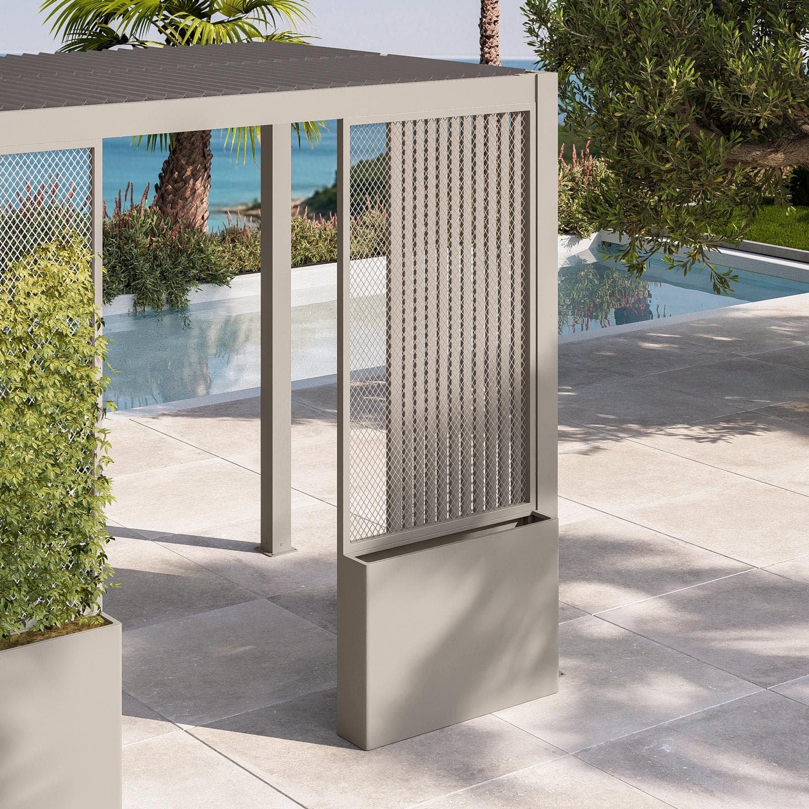 Gazebo bioclimatico 3x3,6 m in alluminio tortora - Enea