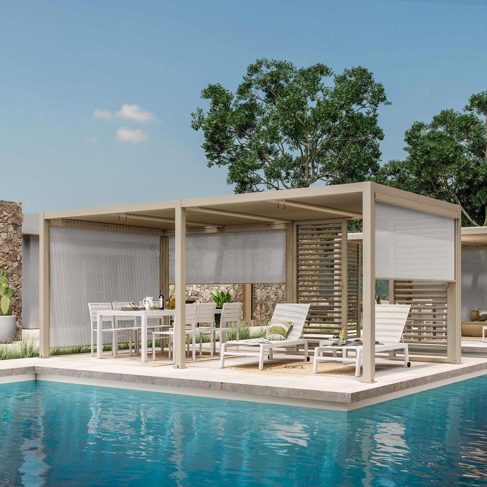 Gazebo bioclimatico 3x6 m in alluminio tortora - Enea
