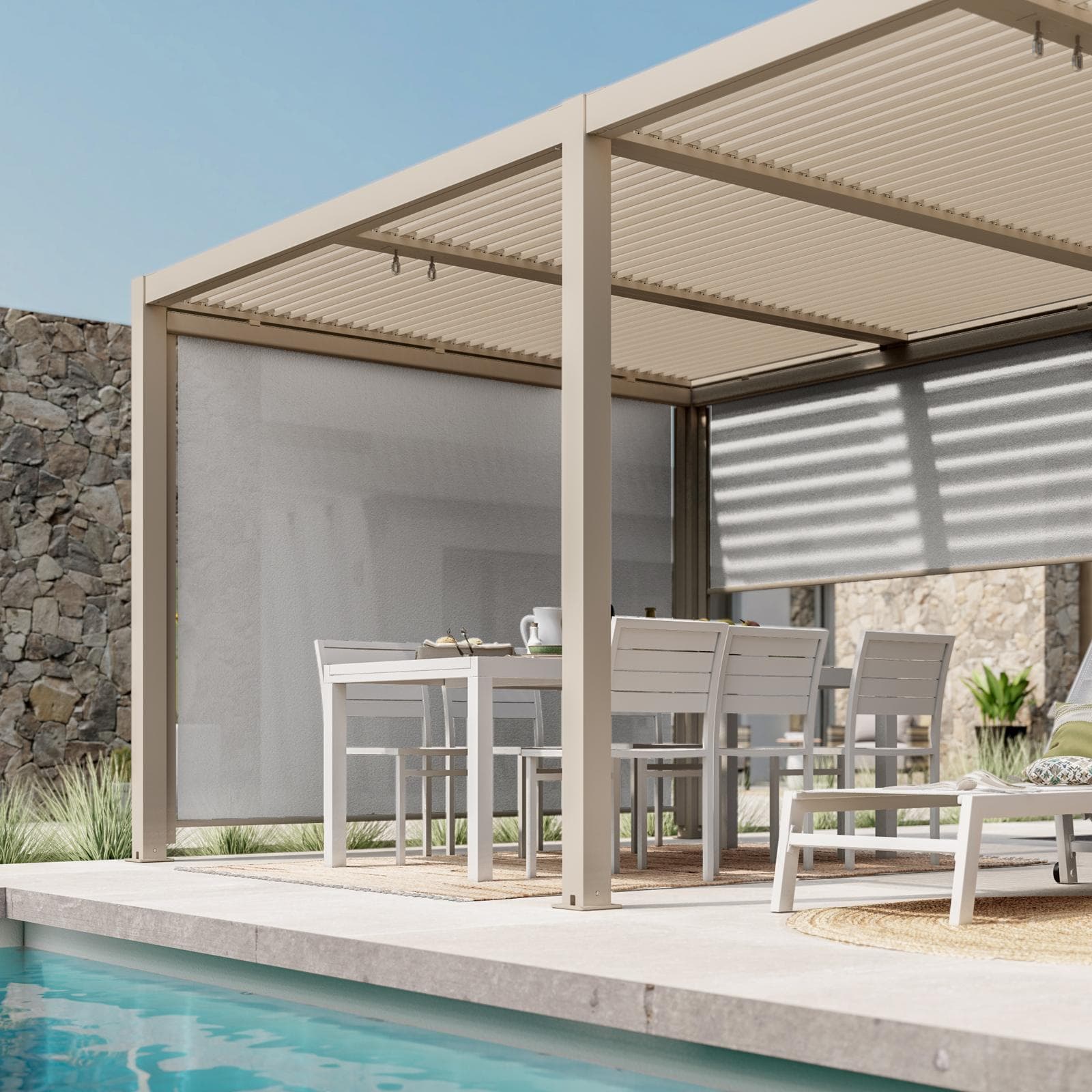 Gazebo bioclimatico 3x6 m in alluminio tortora - Enea