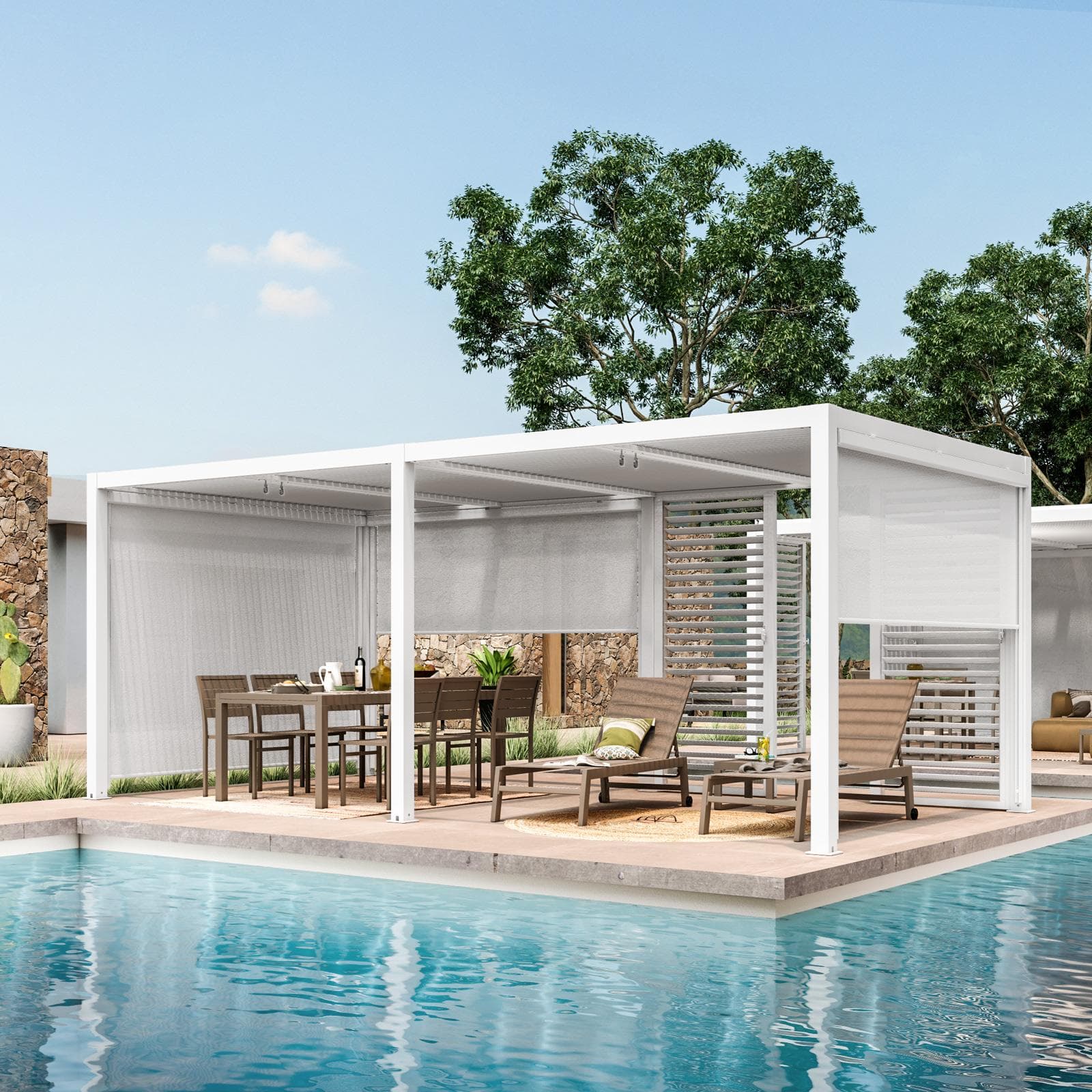 Gazebo bioclimatico 3,6x6 m in alluminio bianco - Enea