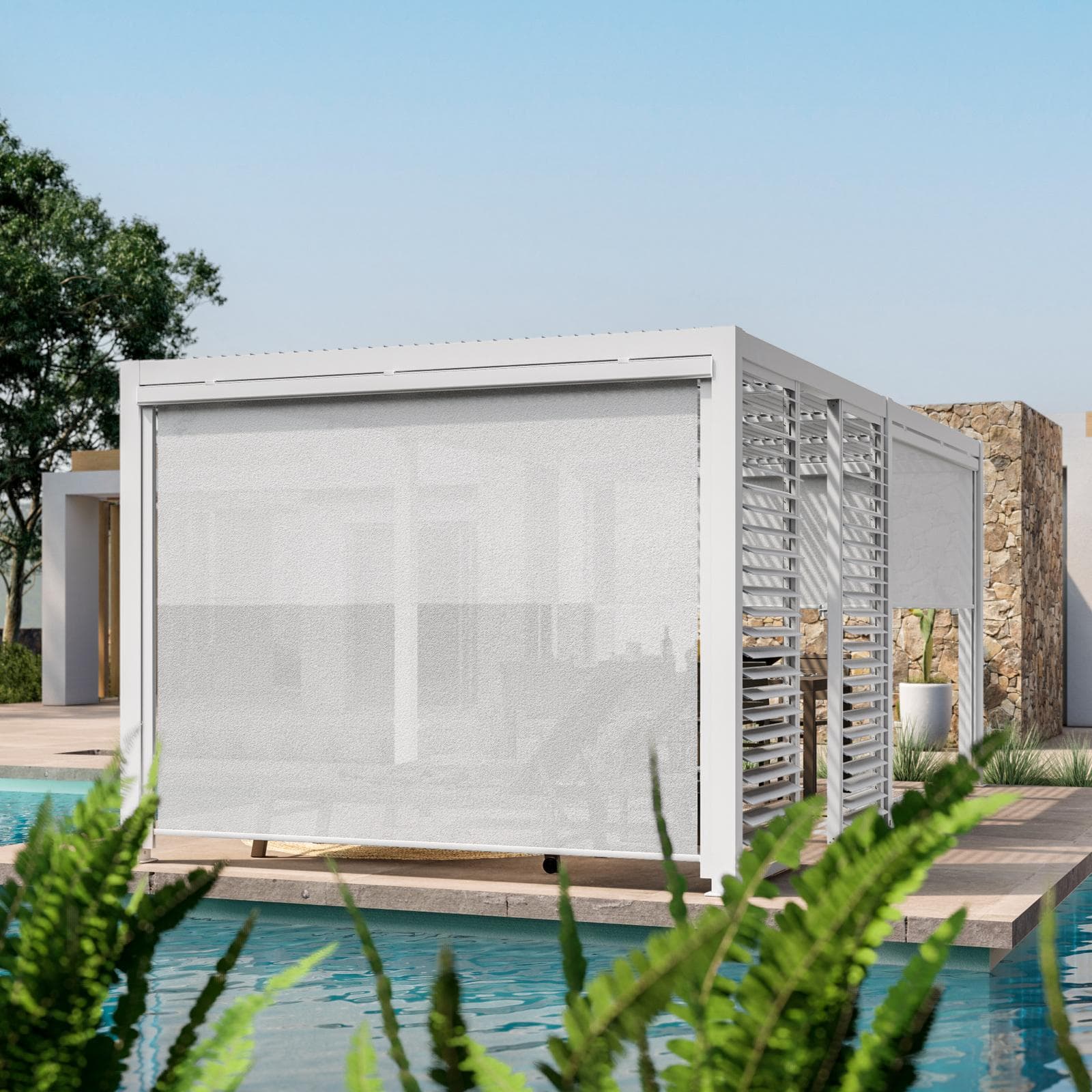 Gazebo bioclimatico 3,6x6 m in alluminio bianco - Enea