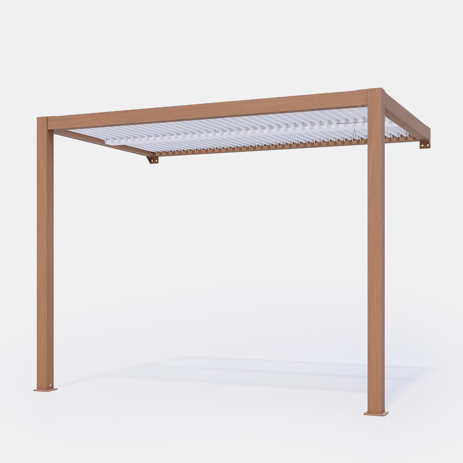 Gazebo pergola bioclimatico 3x3,6 m in alluminio effetto legno - Enea Wood