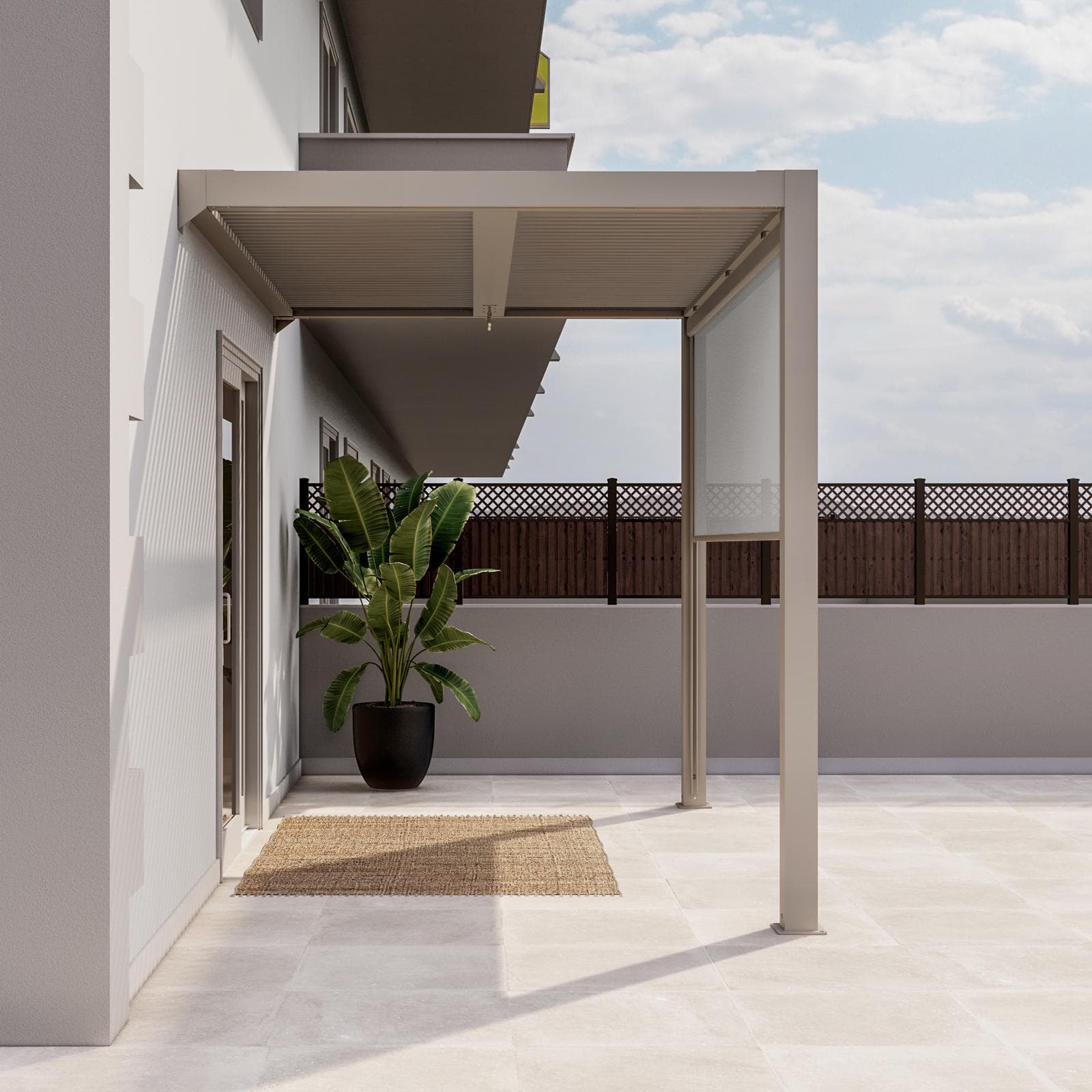 Pergola con tetto a lamelle 3x2 m in alluminio tortora - Enea