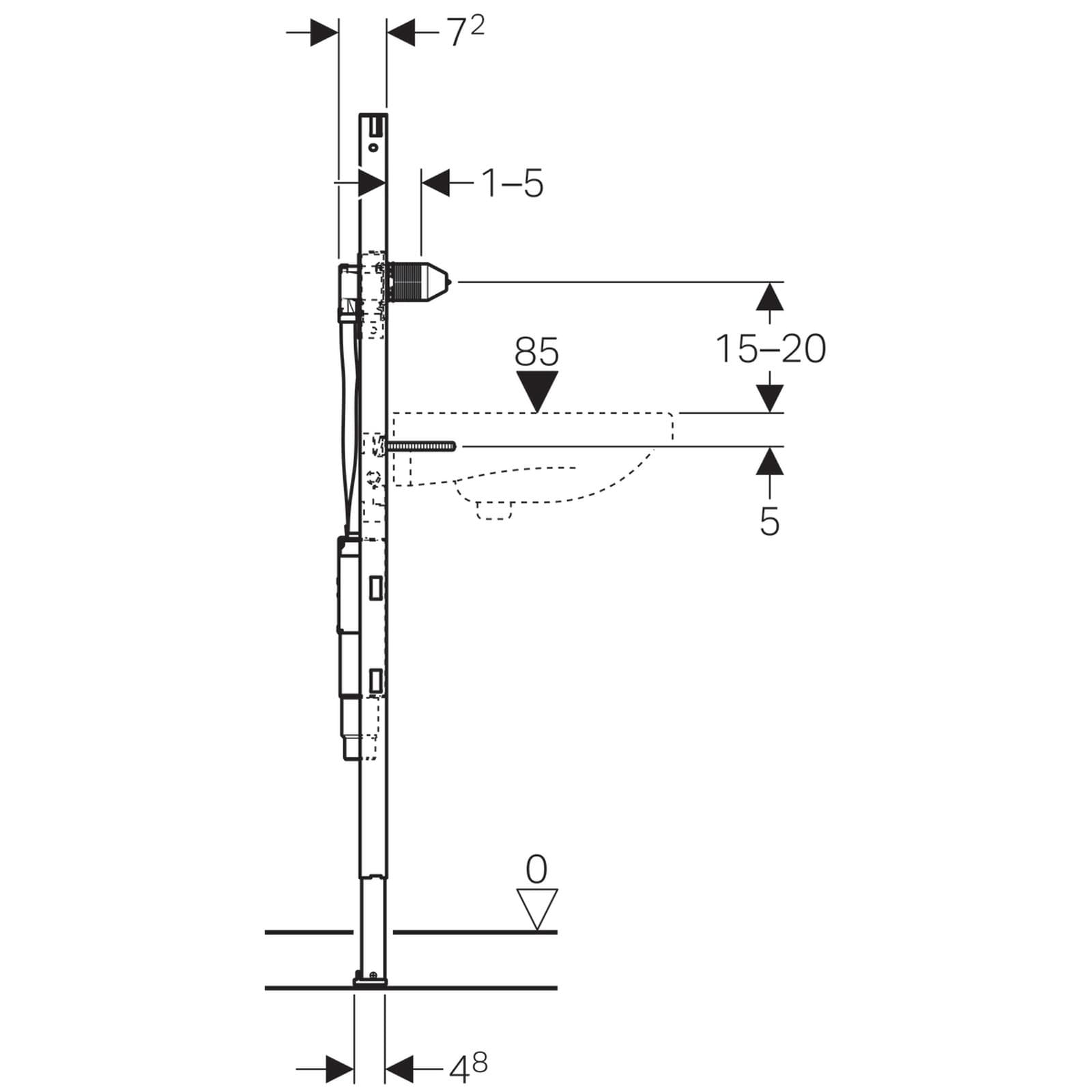 Geberit 111.562.00.1 Duofix per lavabo 130 cm rubinetteria a parete con sifone incasso