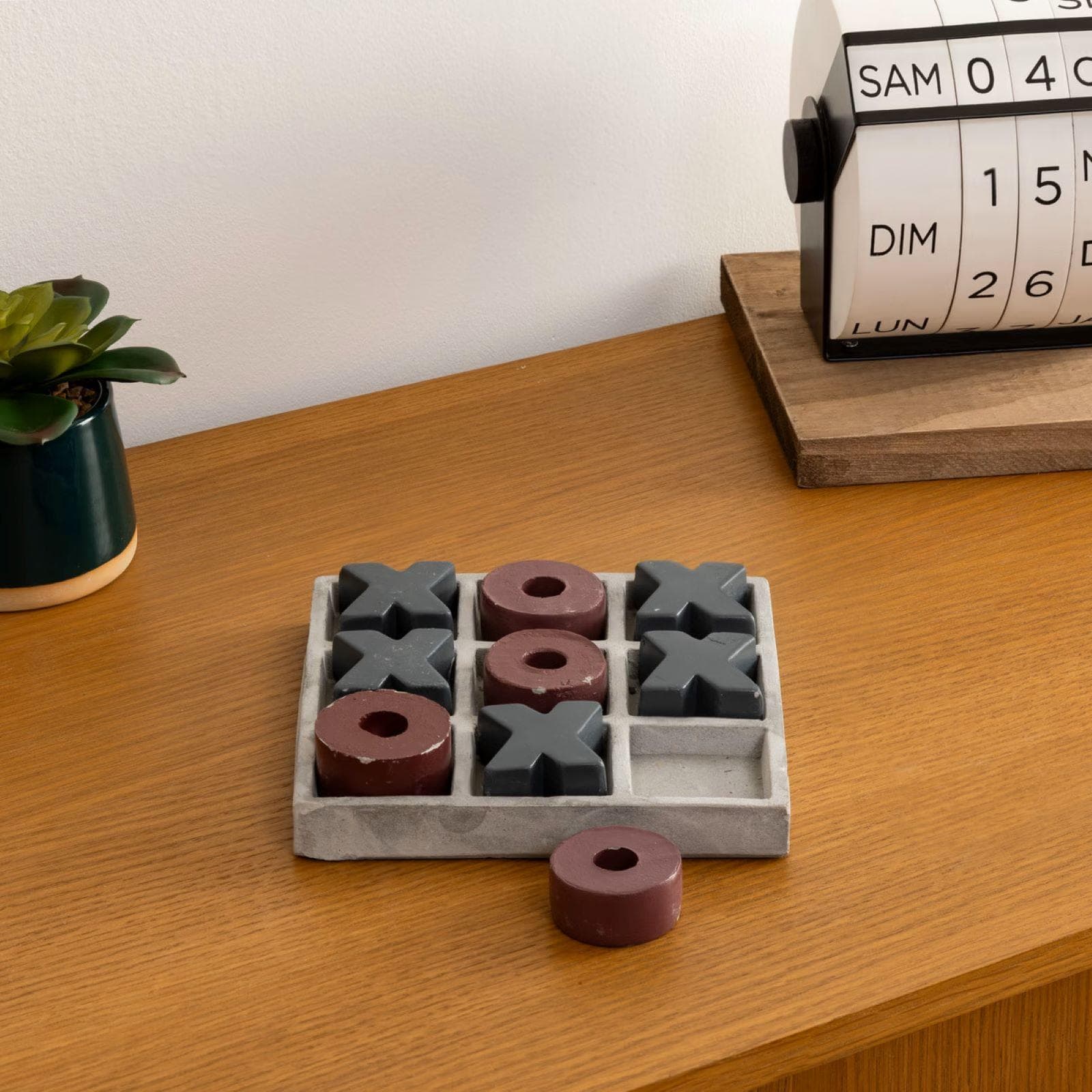 Gioco da tavolo 15 cm Tris in cemento rosso e blu