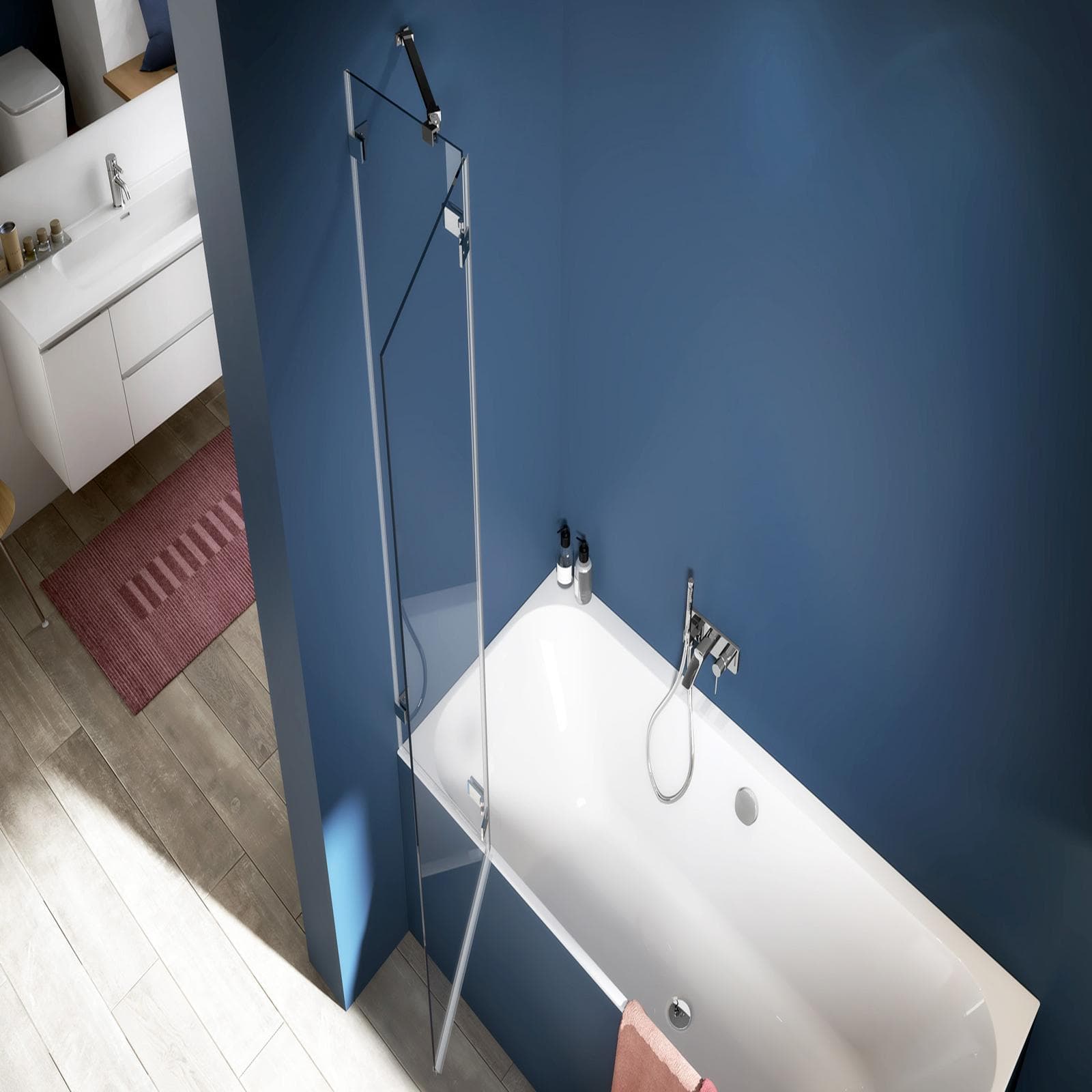 Sopravasca minimal 90 cm vetro temperato anticalcare reversibile 150 h