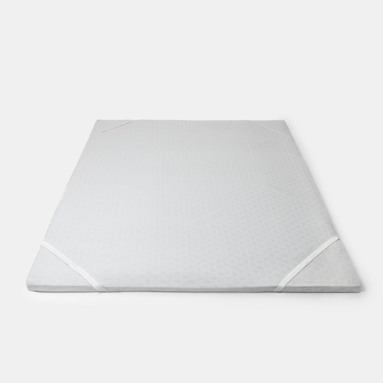 Kit letto matrimoniale 160x200 cm in tessuto grigio chiaro con materasso e topper in memory + 2 guanciali - Anker