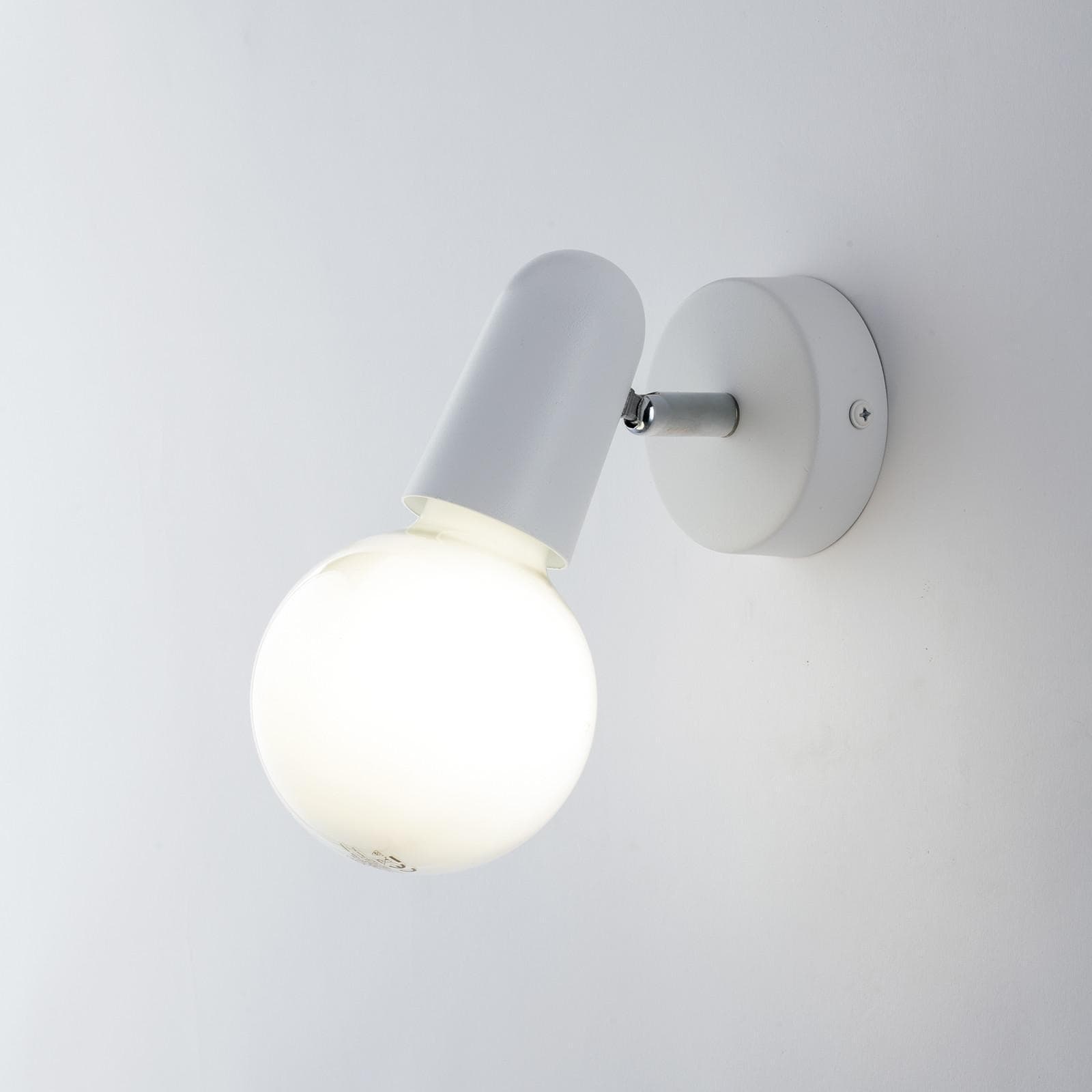 Lampada 1 spot tondo orientabile da interno 8x12x9,6 cm in metallo bianco