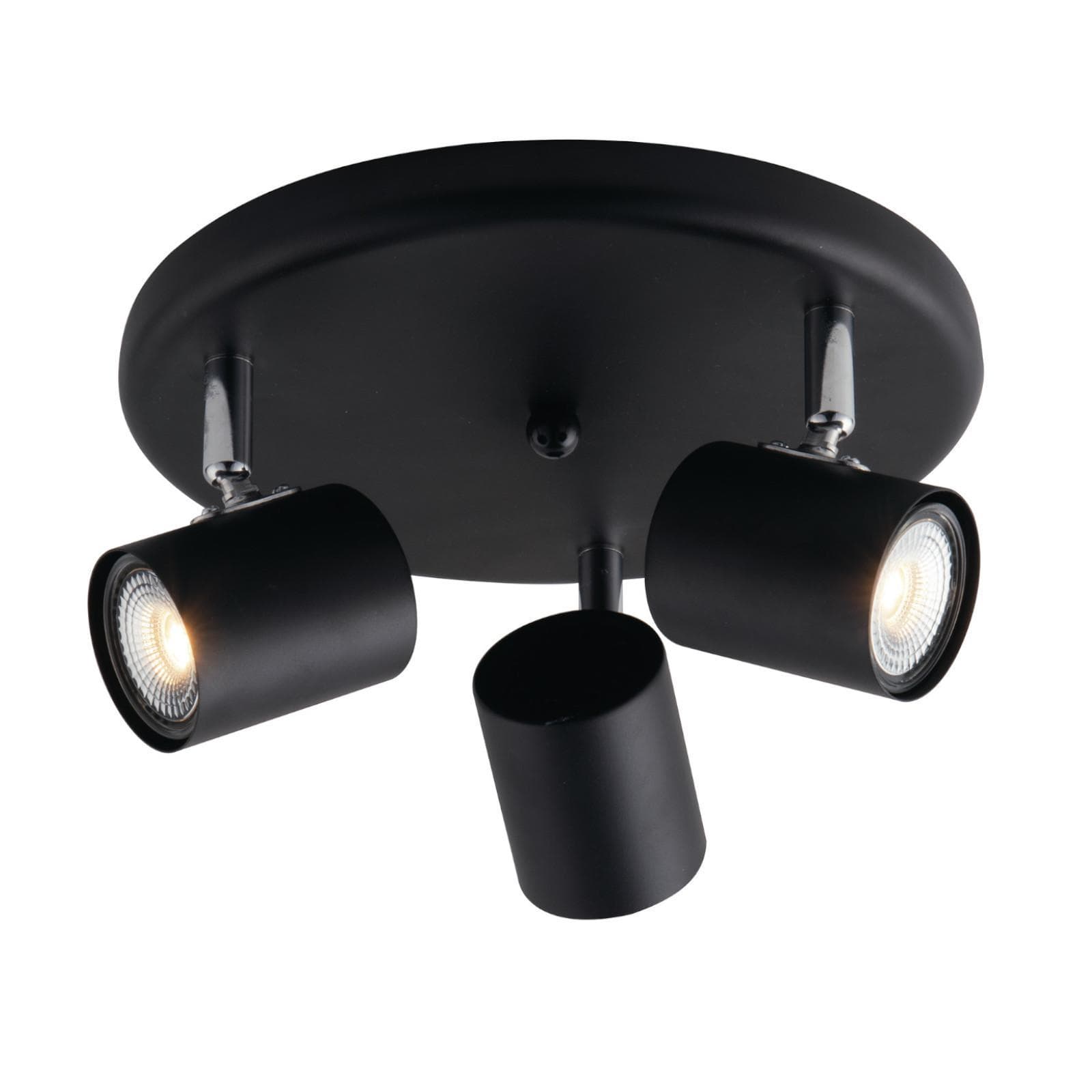 Lampada 3 spot orientabile da interno 23,5x7x12h cm in metallo nero