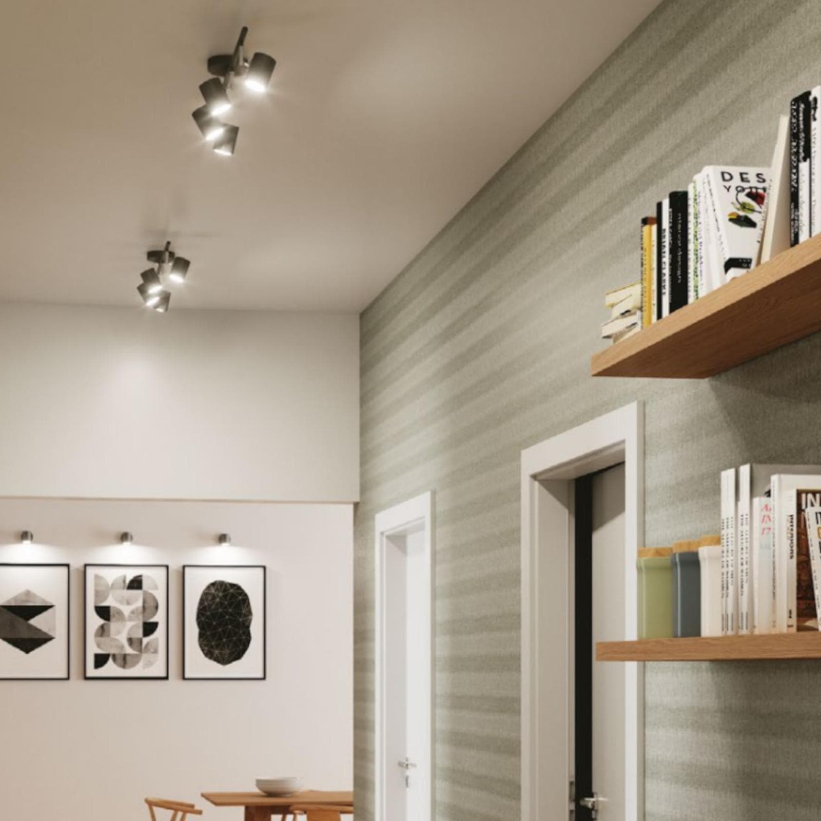 Lampada 4 spot orientabile da interno 70x9,7x7 cm in metallo nero