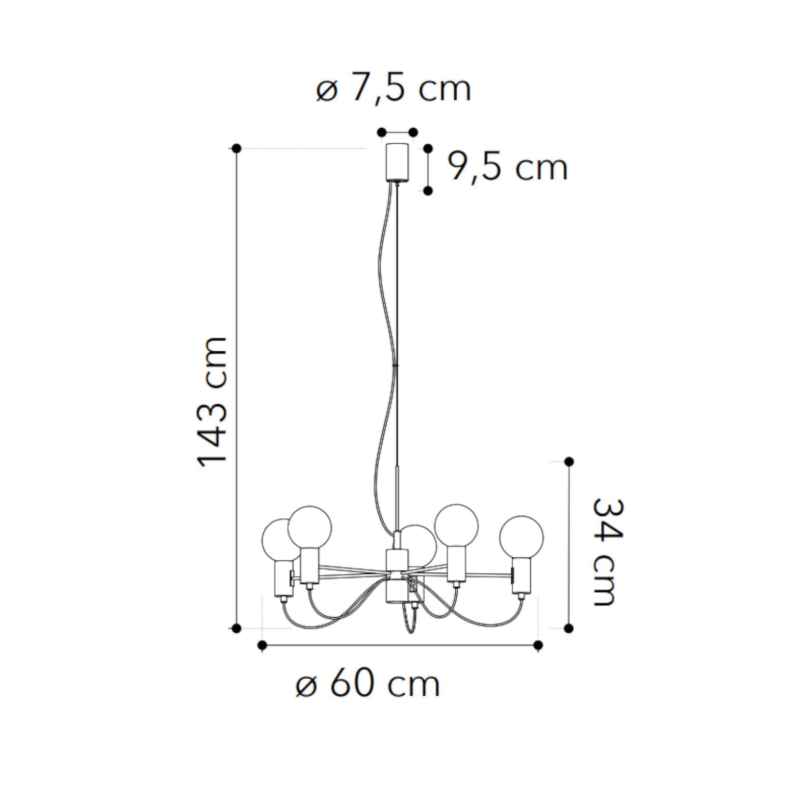 Lampada sospesa rotonda 60 cm in metallo nero e oro
