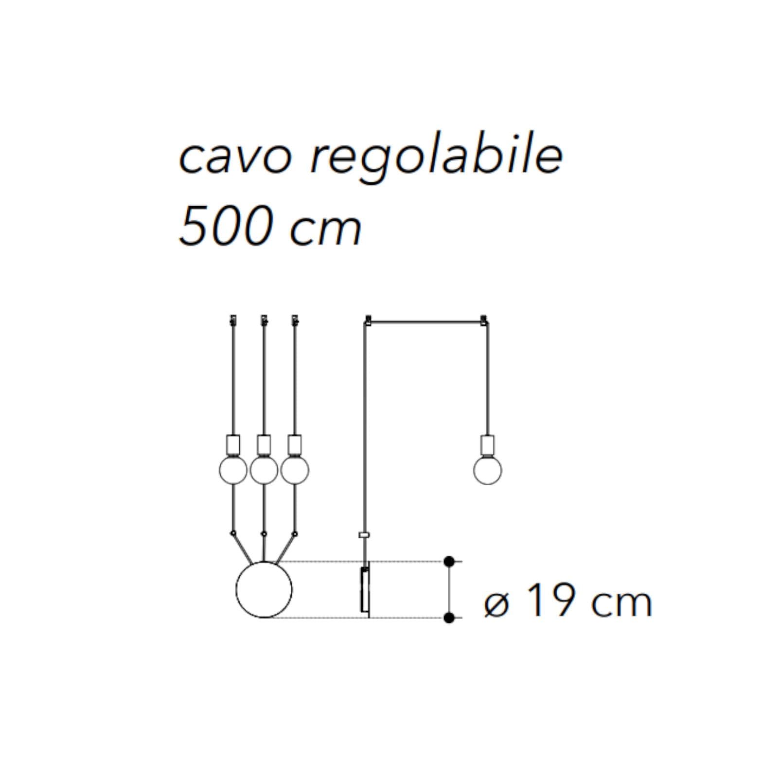 Lampada a sospensione a 3 luci con 12 deviatori inclusi in metallo bianco