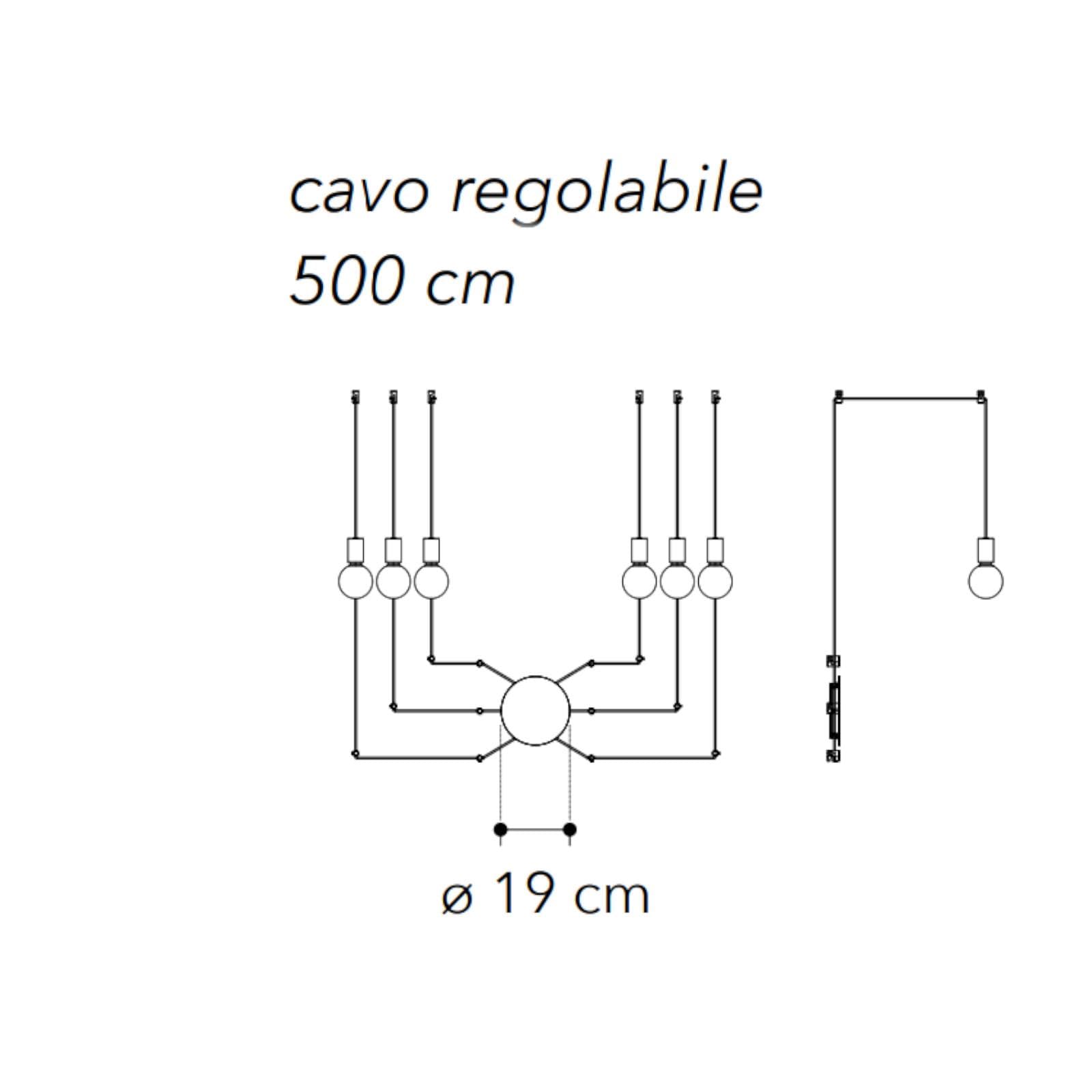 Lampada a sospensione a 6 luci con 24 deviatori inclusi in metallo nero