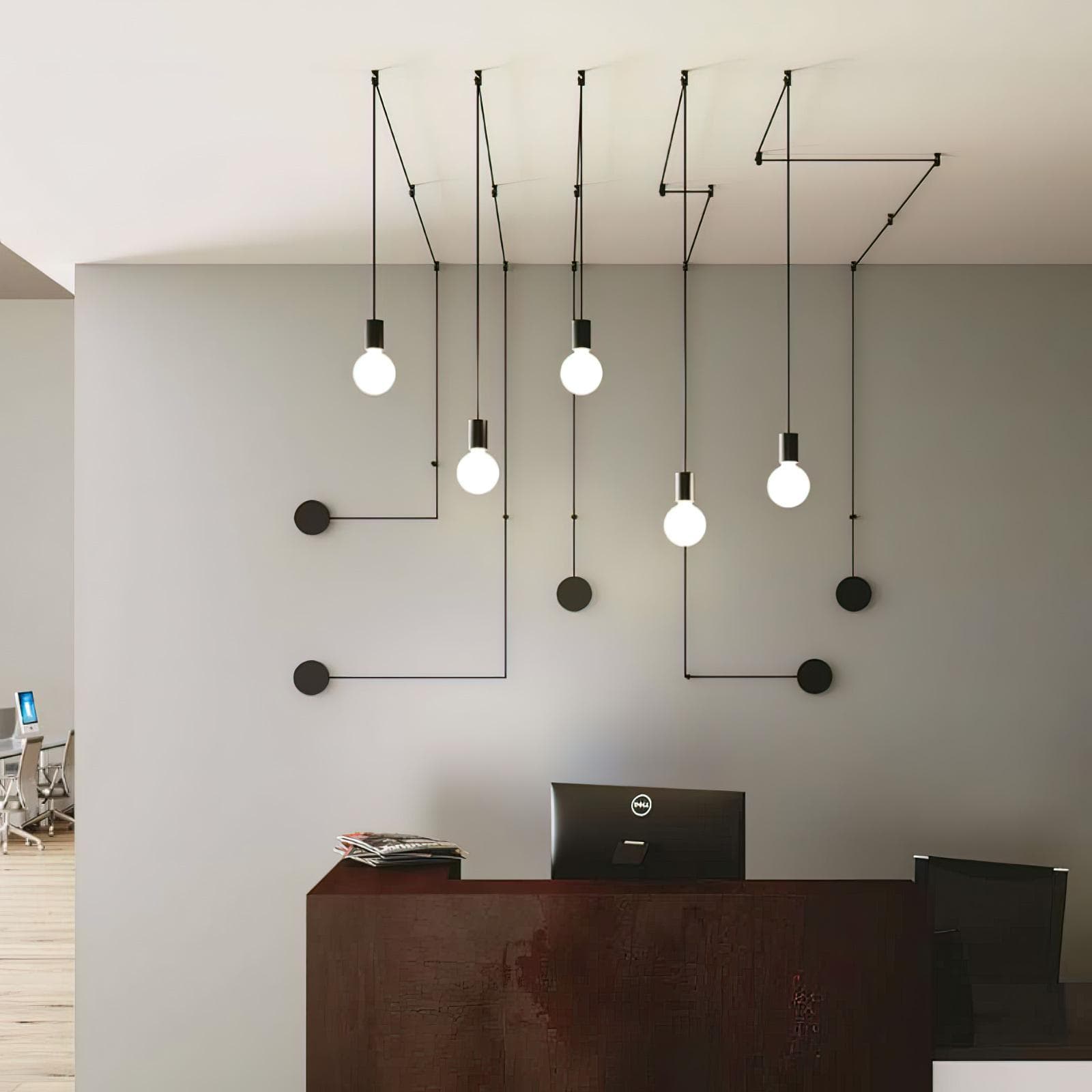 Lampada a sospensione con 4 deviatori inclusi in metallo nero