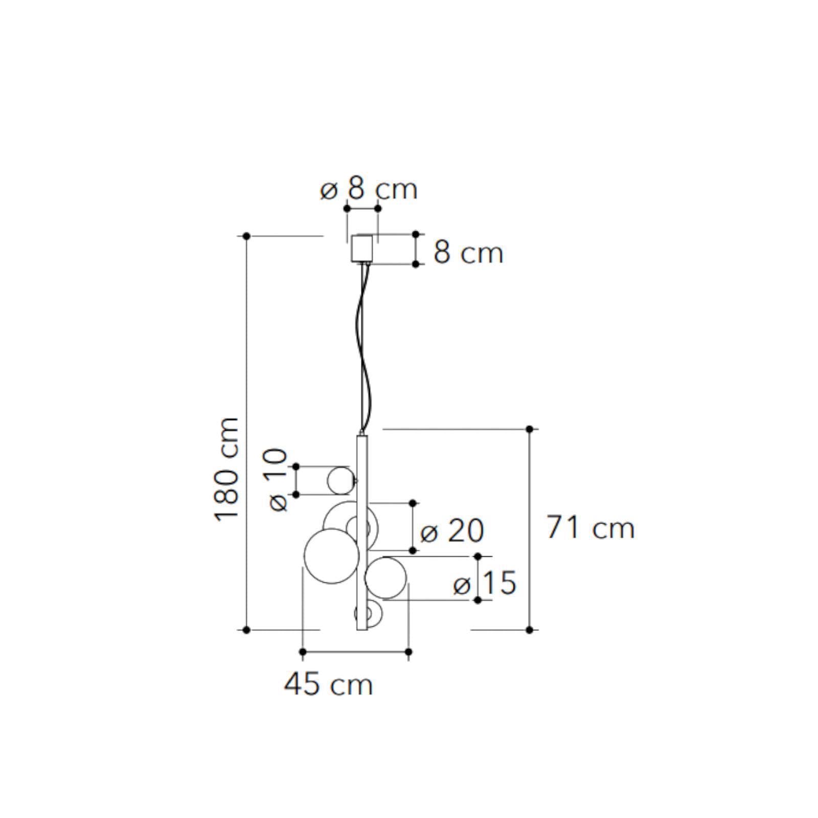 Lampada a sospensione da interno 45x180h cm oro rosa in vetro soffiato bianco
