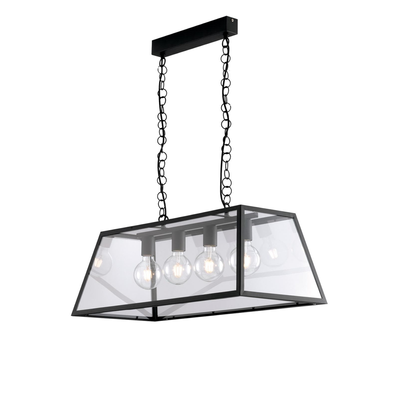 Lampada a sospensione da interno 80x35x113h cm in metallo nero con vetro