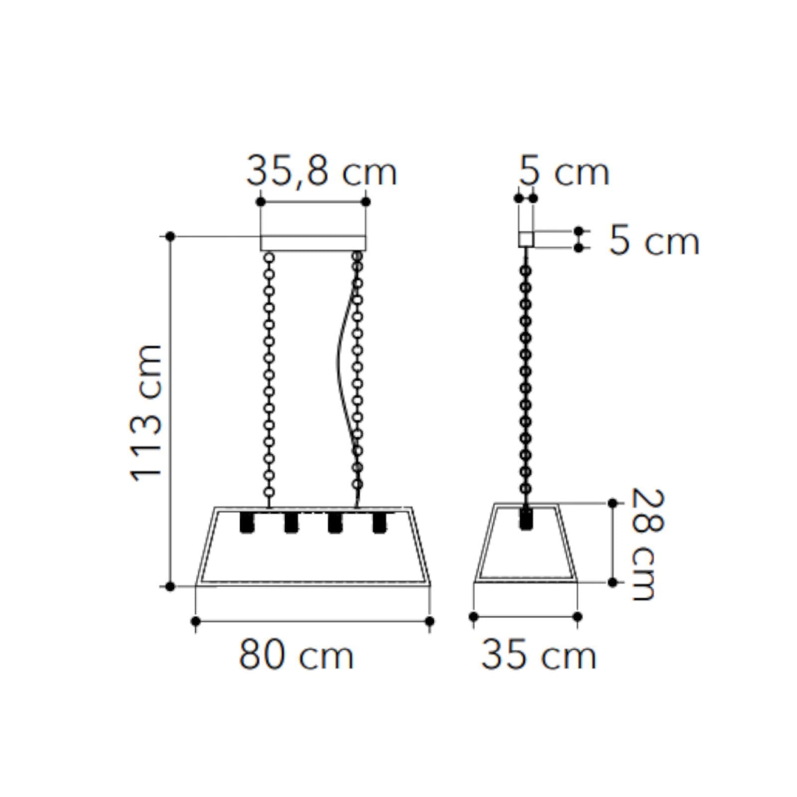 Lampada a sospensione da interno 80x35x113h cm in metallo nero con vetro