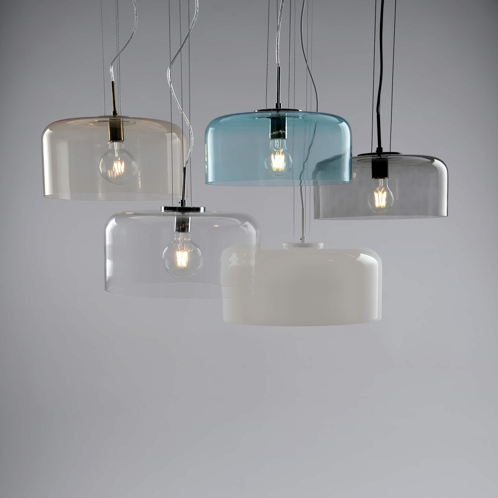 Lampada a sospensione per interno 35x150h cm in vetro trasparente lucido