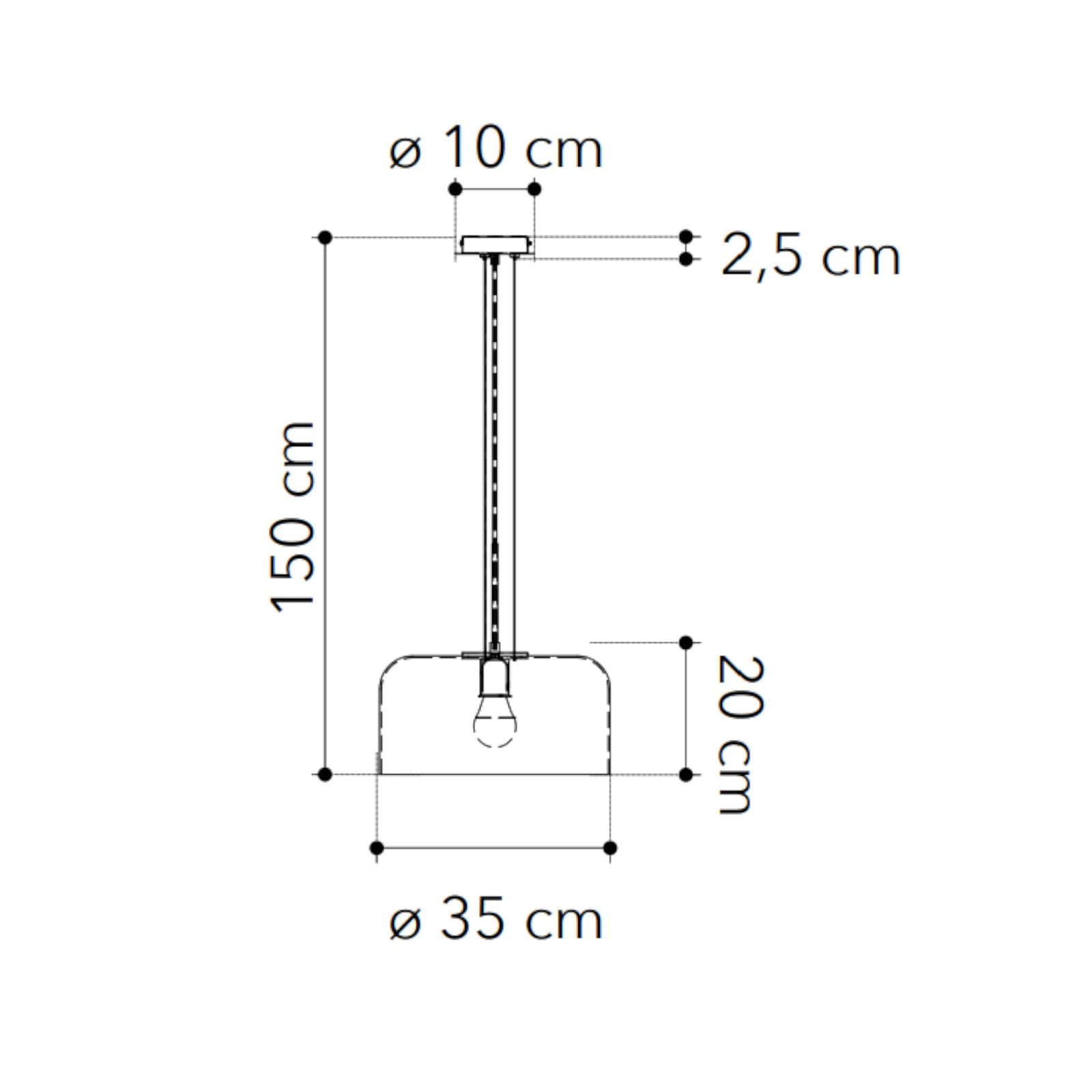 Lampada a sospensione per interno 35x150h cm in vetro trasparente lucido