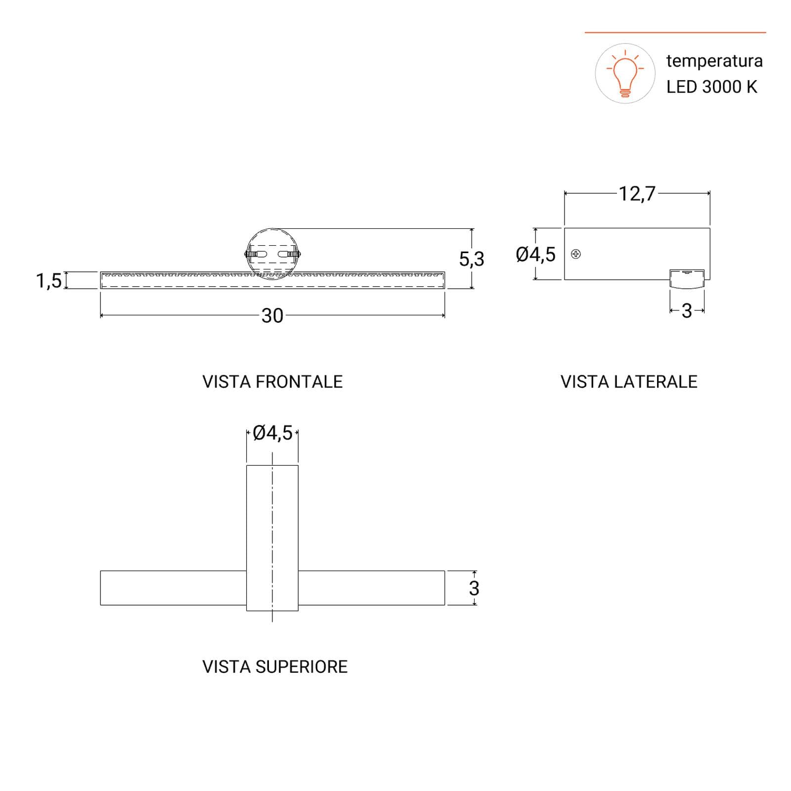 Lampada applique 30 cm in metallo cromo - Float