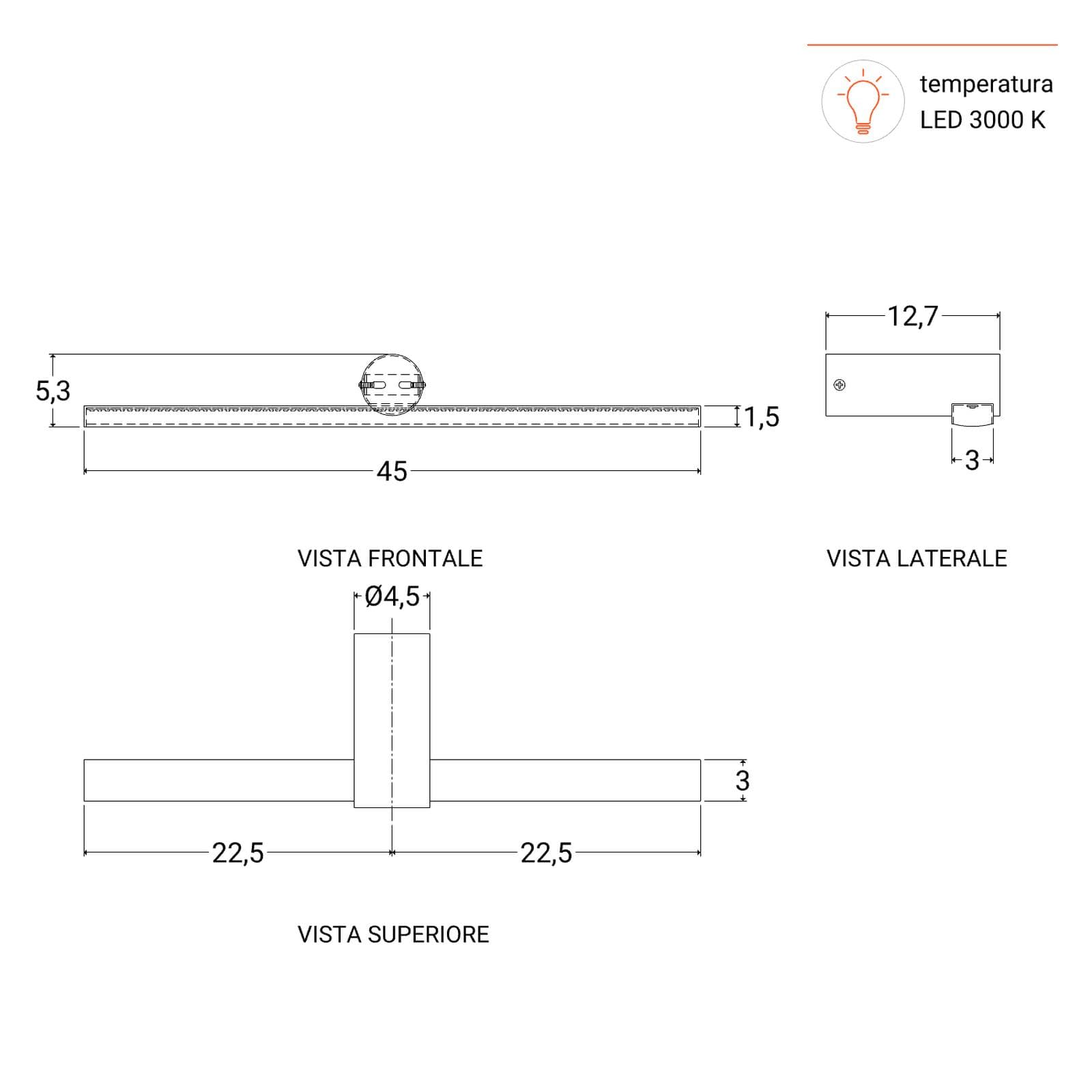 Lampada applique 45 cm in metallo cromo - Float