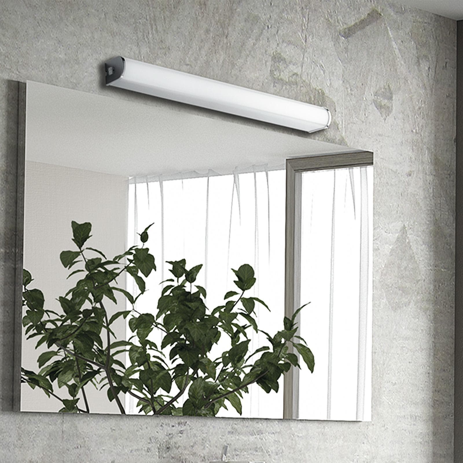 Lampada applique LED 60 cm in alluminio cromato con diffusore bianco