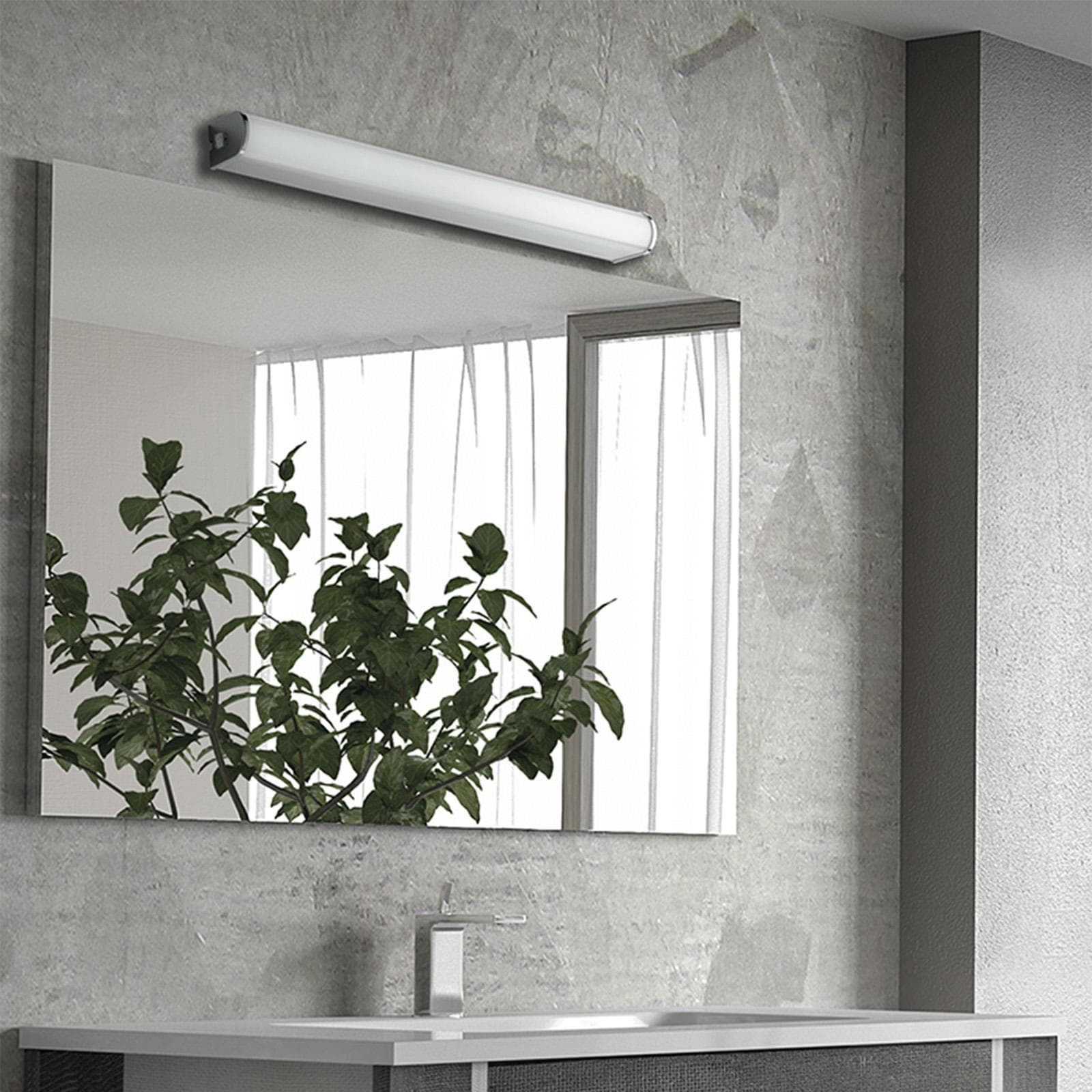 Lampada applique LED 60 cm in alluminio cromato con diffusore bianco