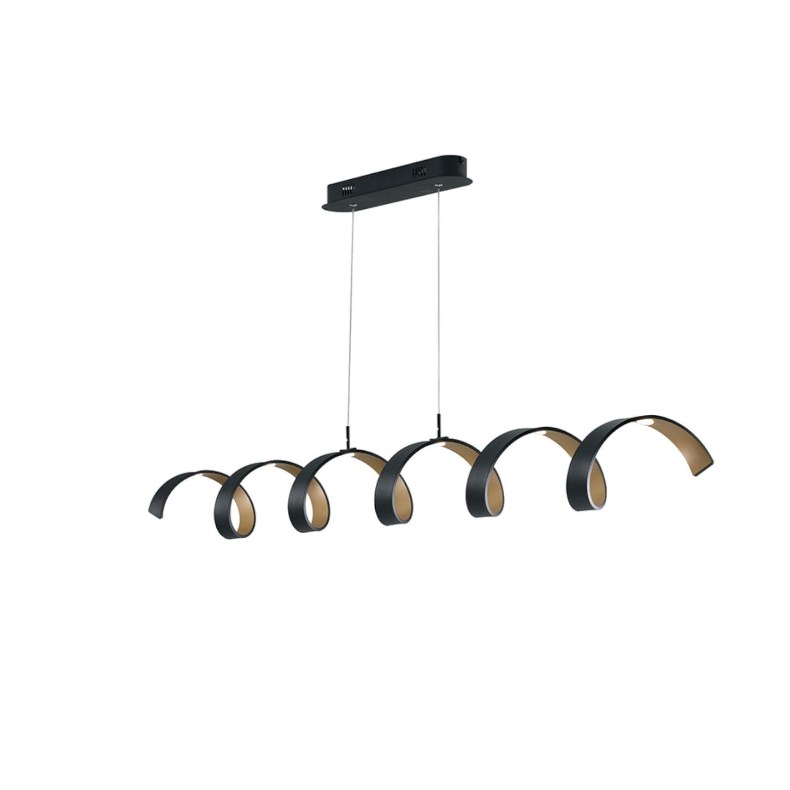 Lampada da soffitto a luce calda 120h cm in alluminio nero goffrato e interno oro