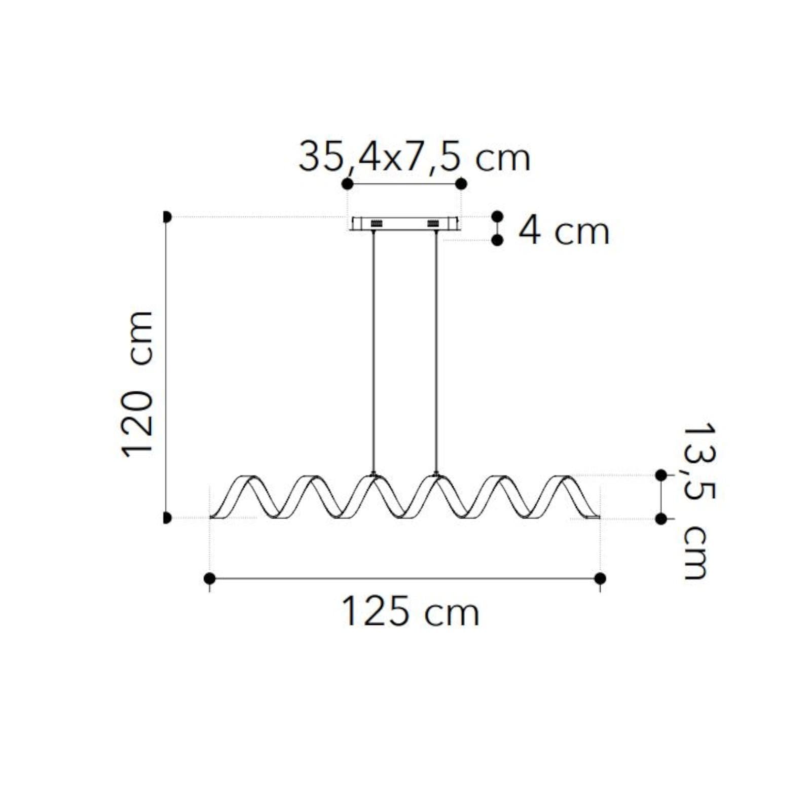 Lampada da soffitto a luce calda 120h cm in alluminio nero goffrato e interno oro