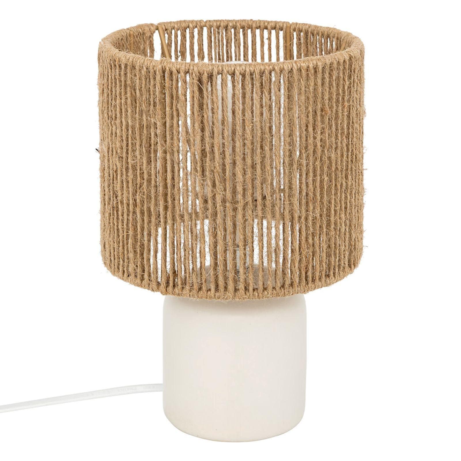Lampada da tavolo 24h cm in ceramica bianco e paralume naturale